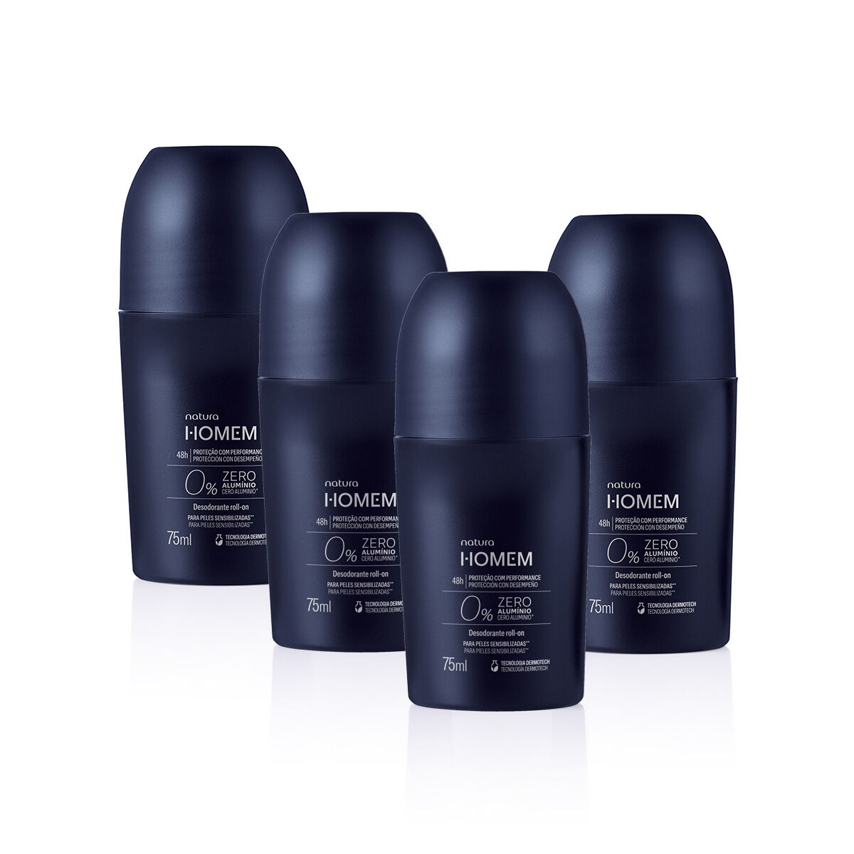 Kit Natura Homem Desodorante Roll on Zero Aluminio 4 unidades