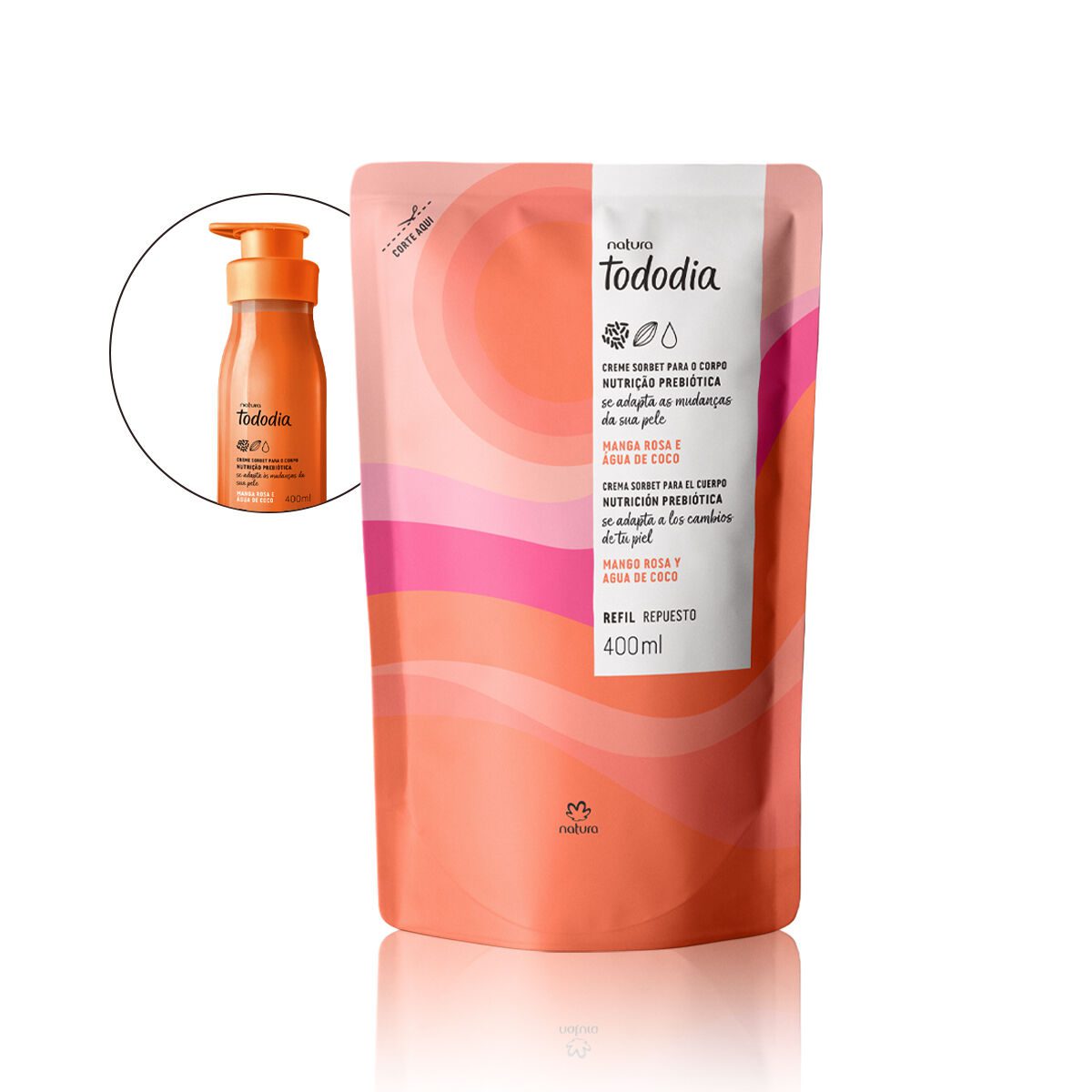 Refil Creme Sorbet Desodorante Nutritivo para o Corpo Tododia Manga Rosa e Água de Coco 2 Refil Creme Sorbet Desodorante Nutritivo para o Corpo Tododia Manga