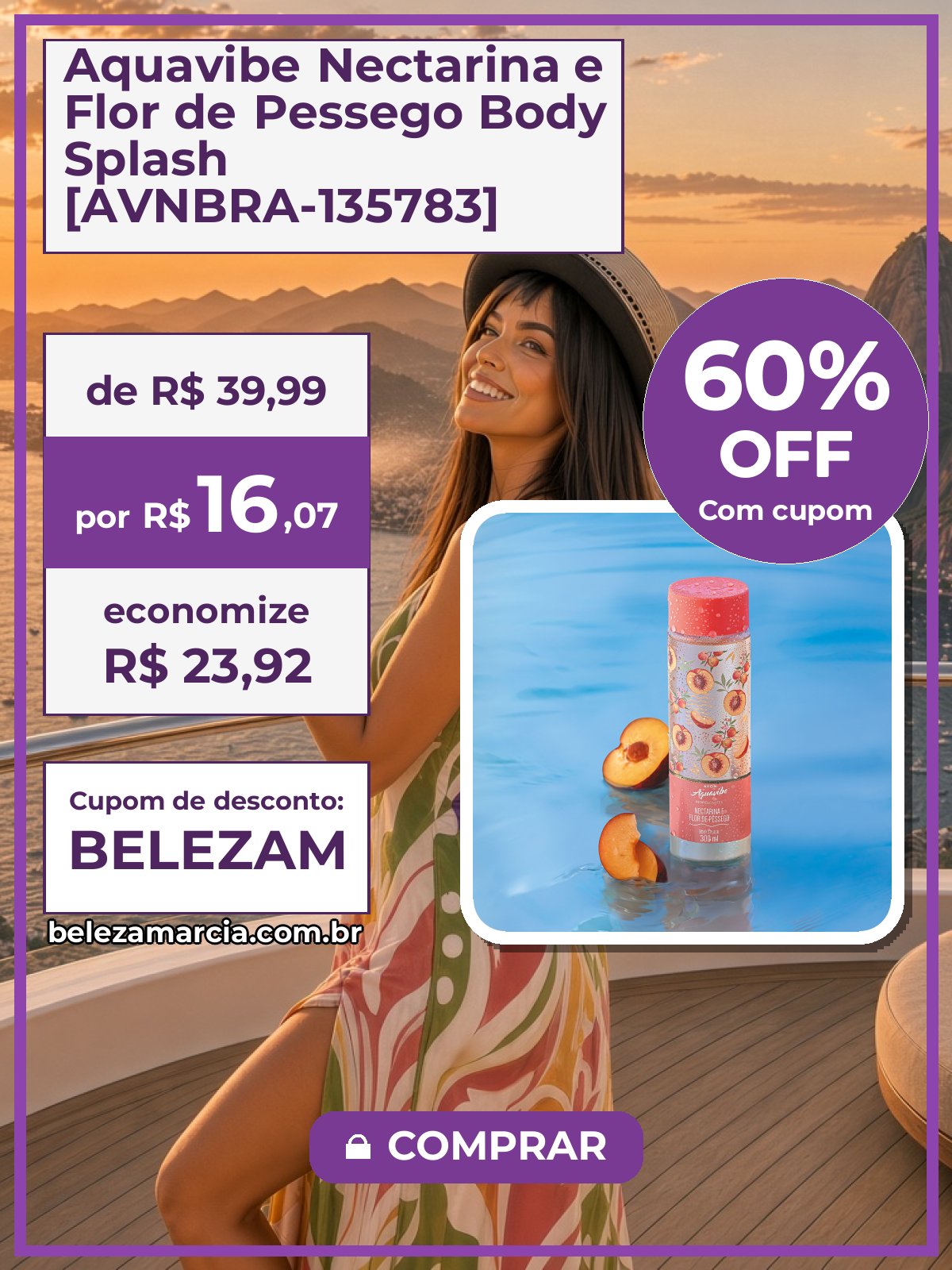 Aquavibe Nectarina e Flor de Pessego Body Splash [AVNBRA-135783]