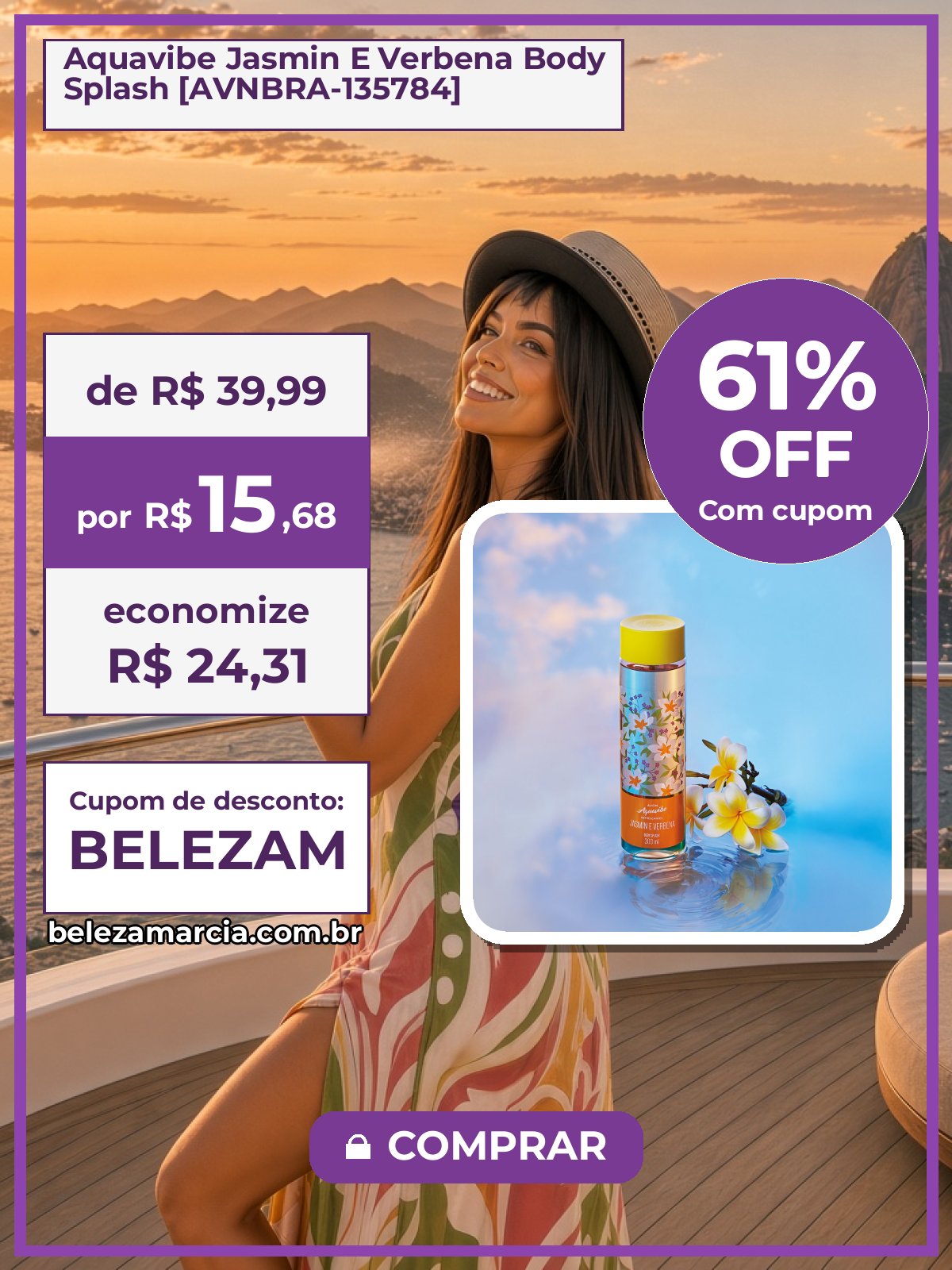 Aquavibe Jasmin E Verbena Body Splash [AVNBRA-135784]