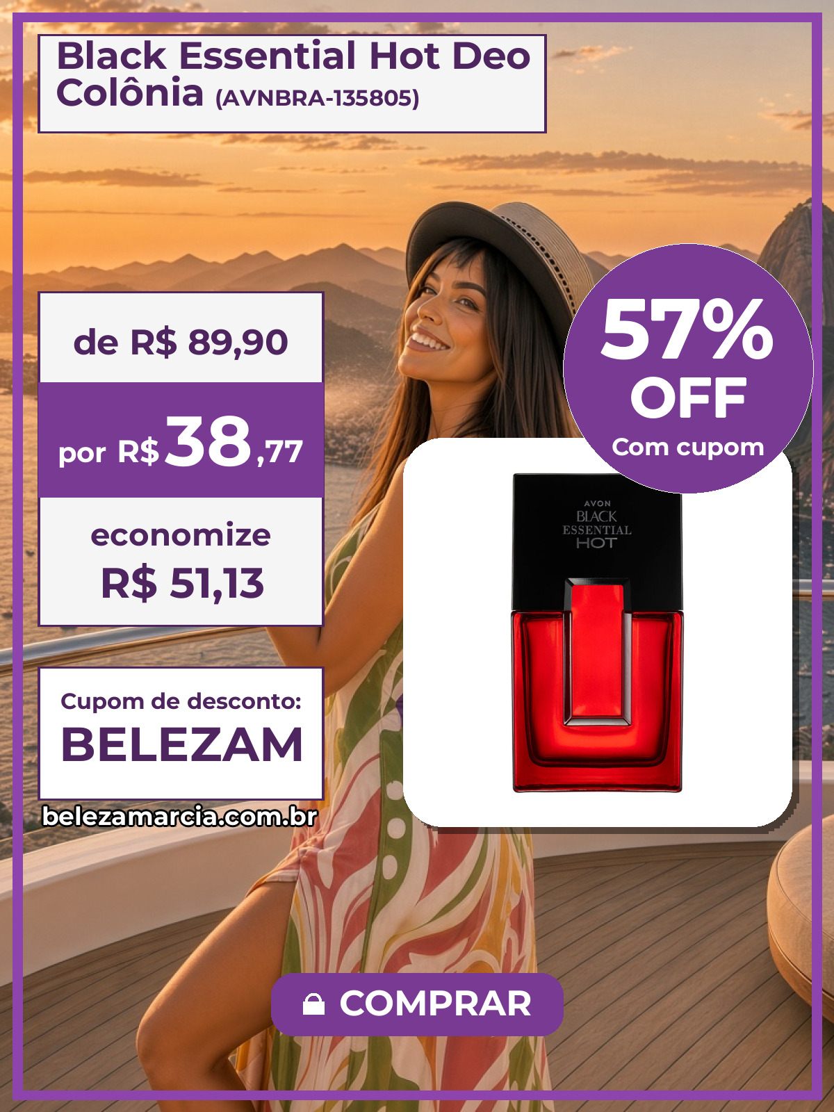 Black Essential Hot Deo Colônia