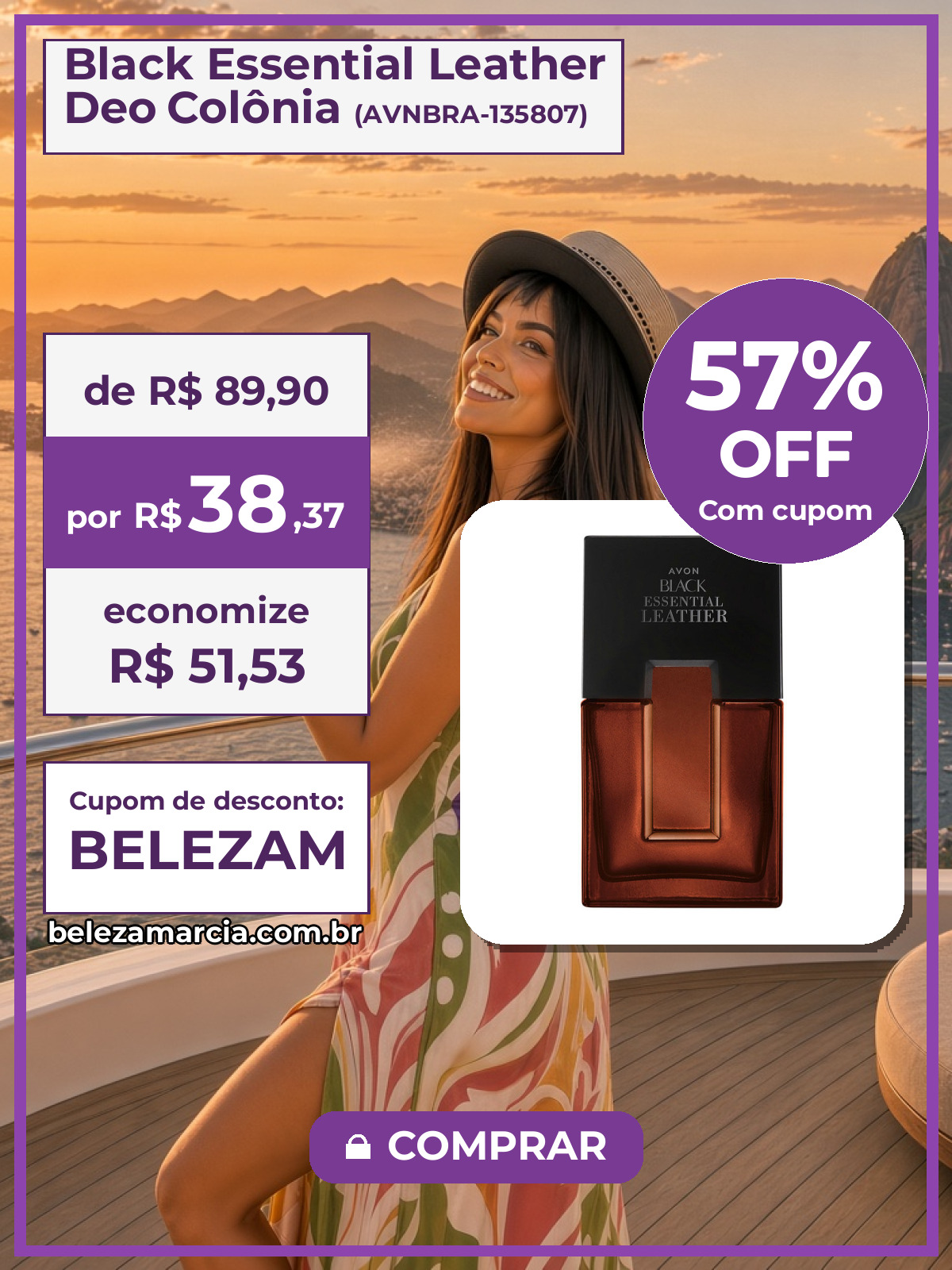 Black Essential Leather Deo Colônia