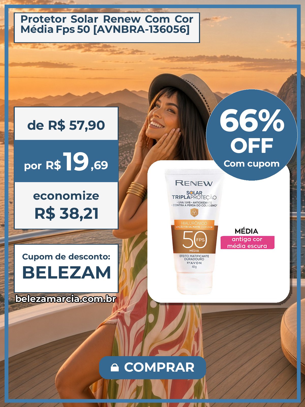 Protetor Solar Renew Com Cor Média Fps 50 [AVNBRA-136056]