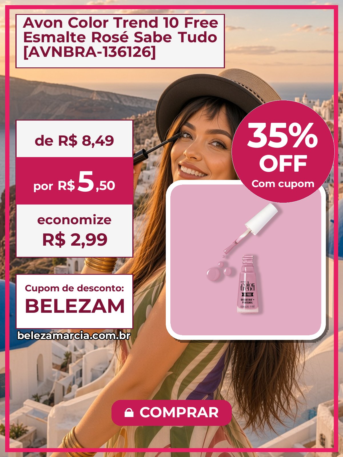 Avon Color Trend 10 Free Esmalte Rosé Sabe Tudo [AVNBRA-136126]