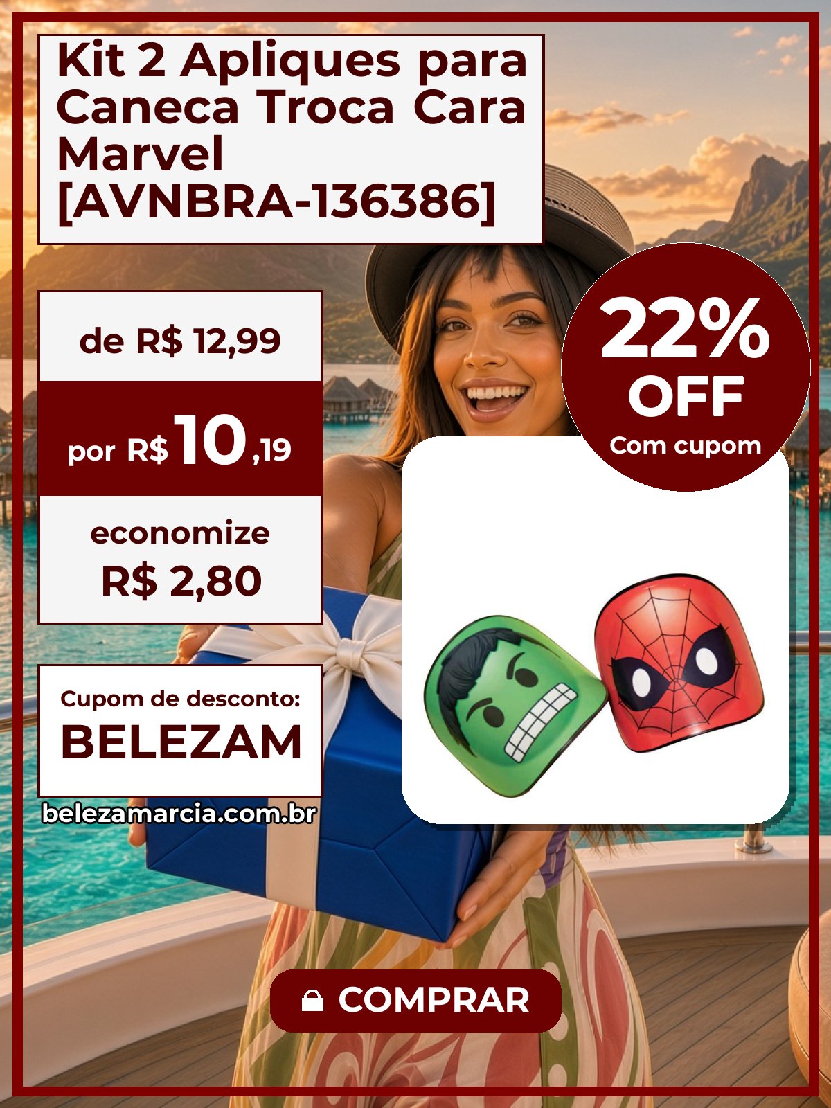 Kit 2 Apliques para Caneca Troca Cara Marvel [AVNBRA-136386]