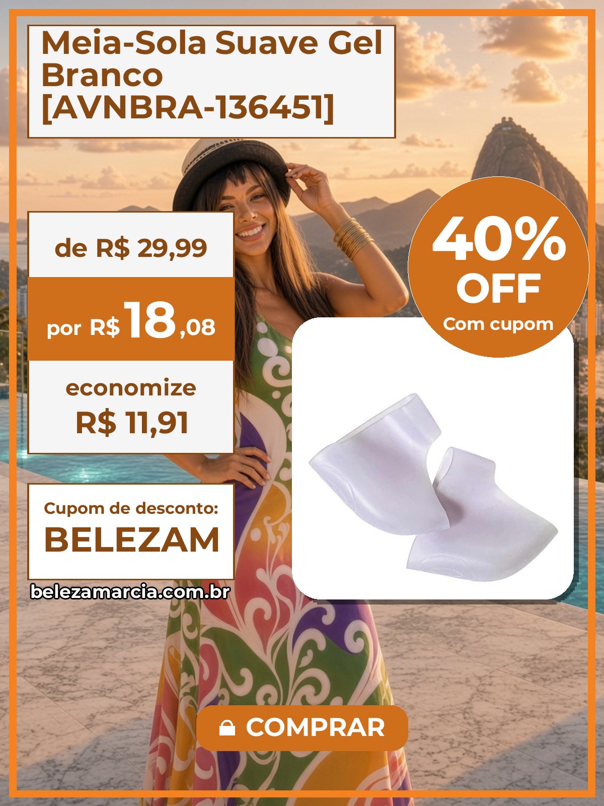 Meia-Sola Suave Gel Branco [AVNBRA-136451]