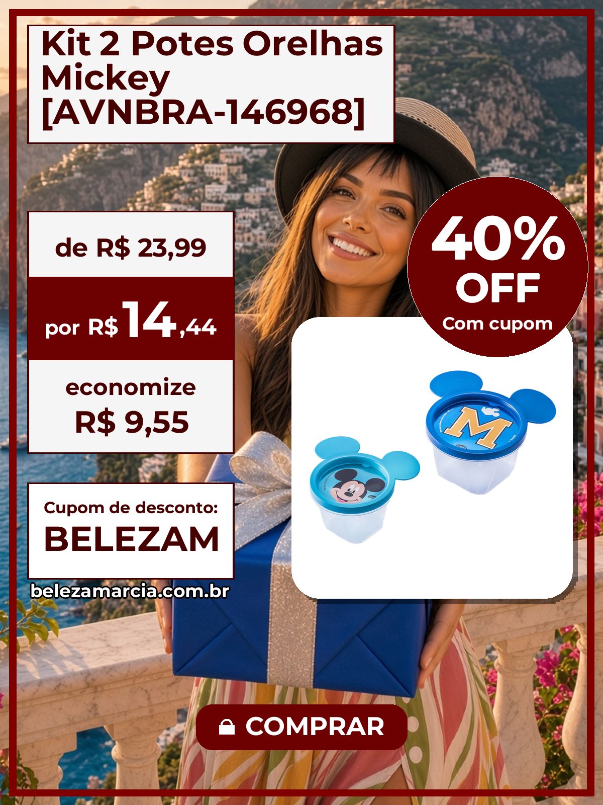 Kit 2 Potes Orelhas Mickey [AVNBRA-146968]