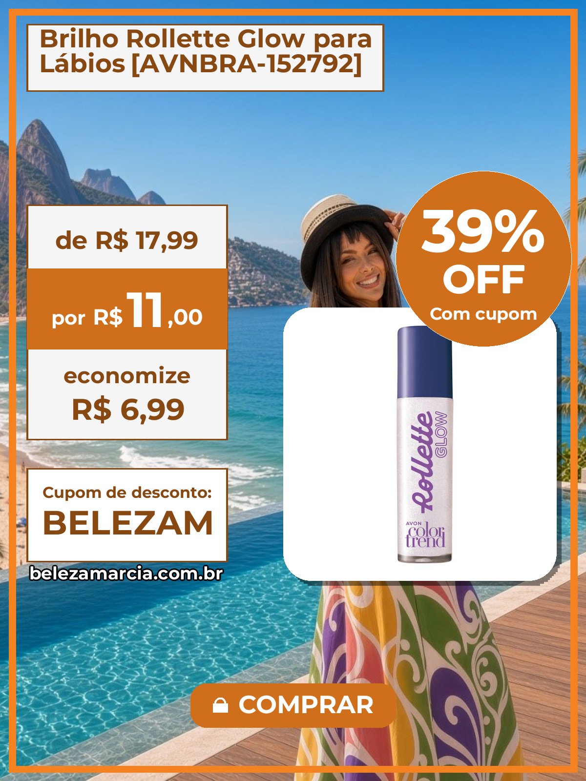 Brilho Rollette Glow para Lábios [AVNBRA-152792]