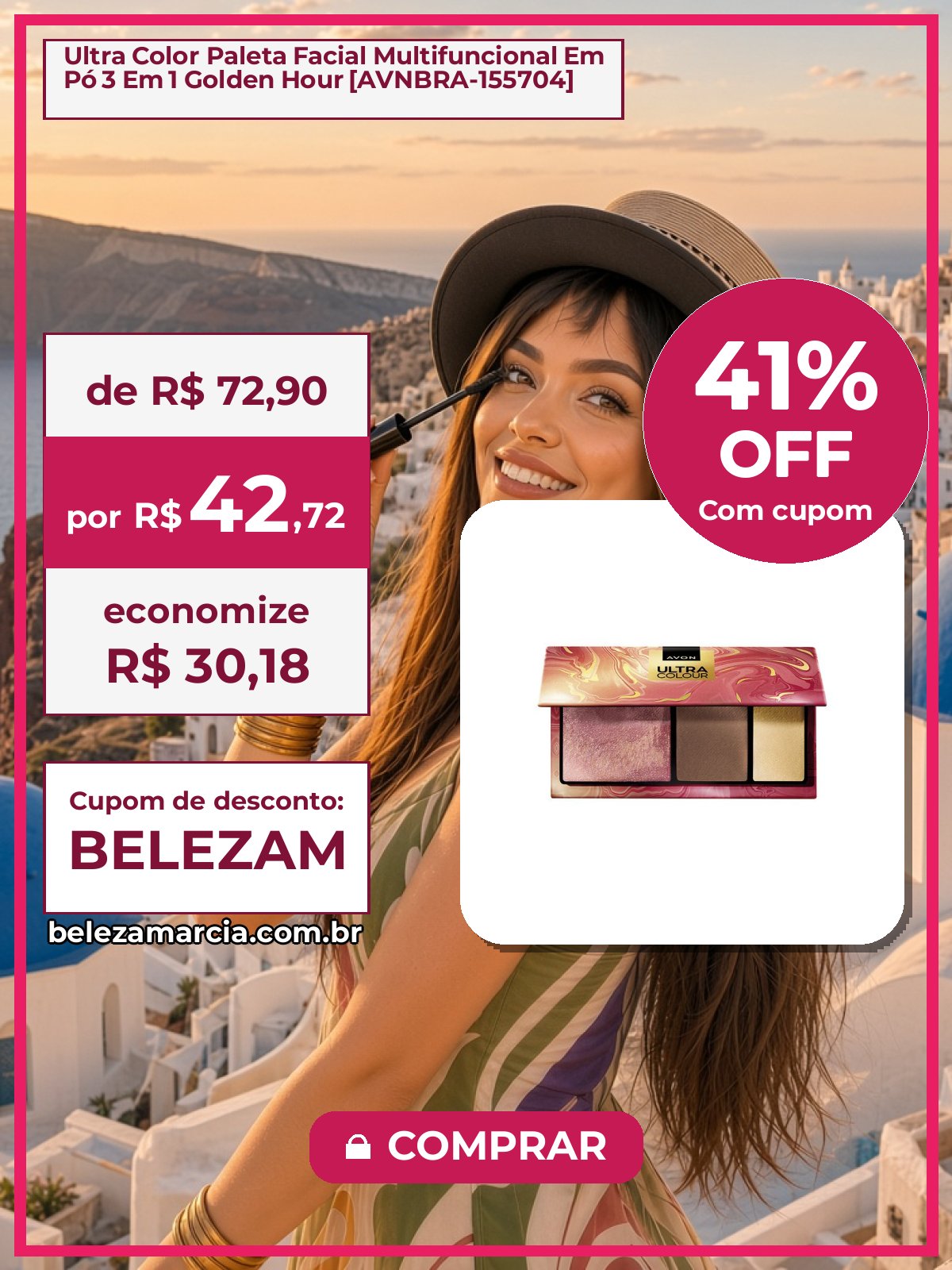Ultra Color Paleta Facial Multifuncional Em Pó 3 Em 1 Golden Hour [AVNBRA-155704]