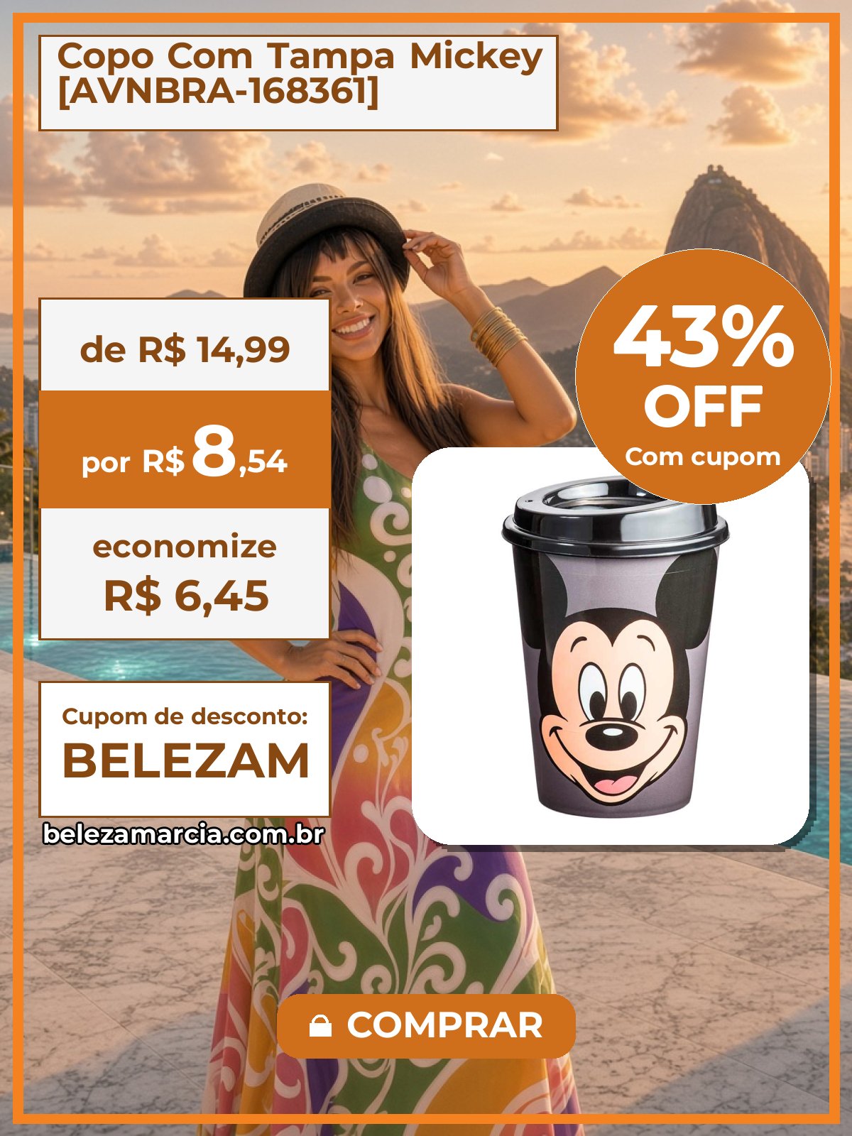 Copo Com Tampa Mickey [AVNBRA-168361]