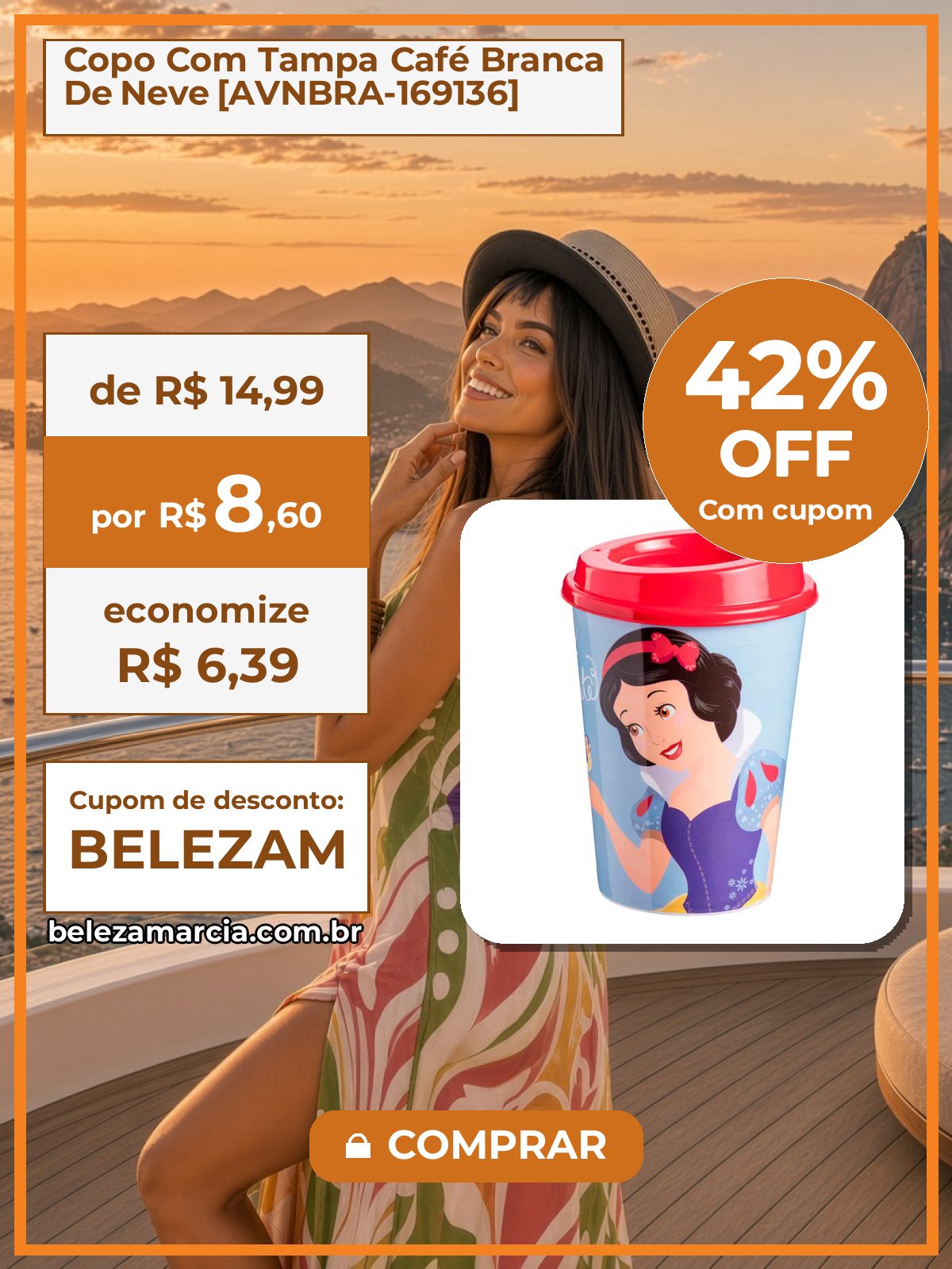 Copo Com Tampa Café Branca De Neve [AVNBRA-169136]