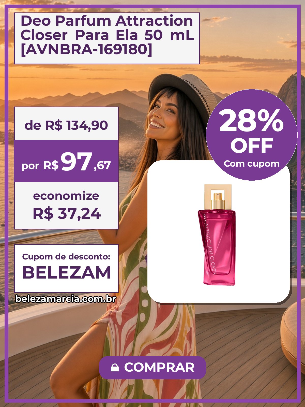 Deo Parfum Attraction Closer Para Ela 50 mL [AVNBRA-169180]