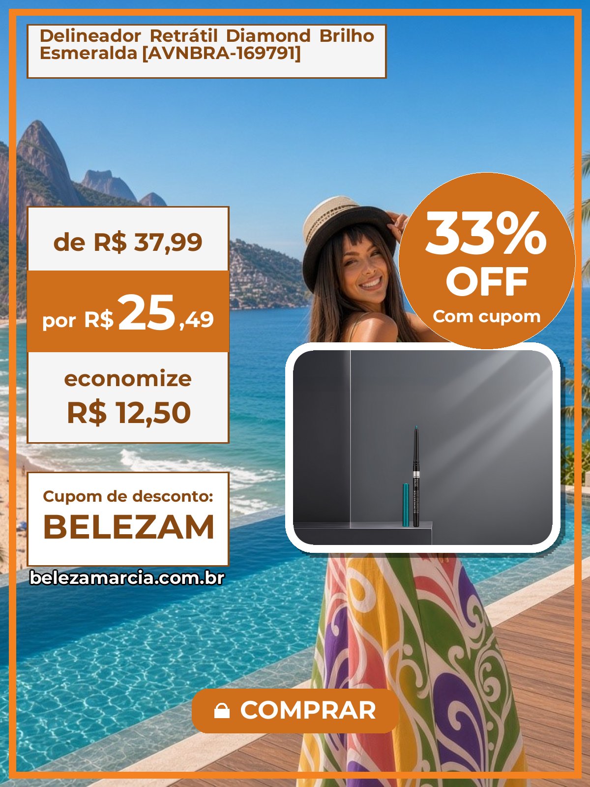 Delineador Retrátil Diamond Brilho Esmeralda [AVNBRA-169791]