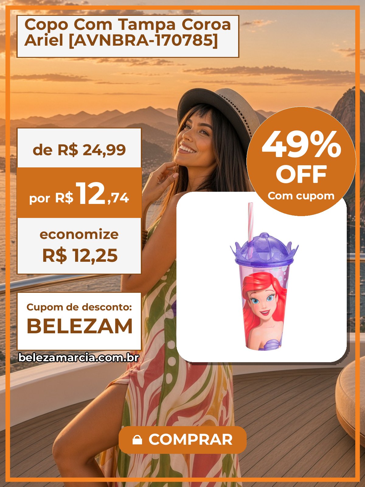 Copo Com Tampa Coroa Ariel [AVNBRA-170785]