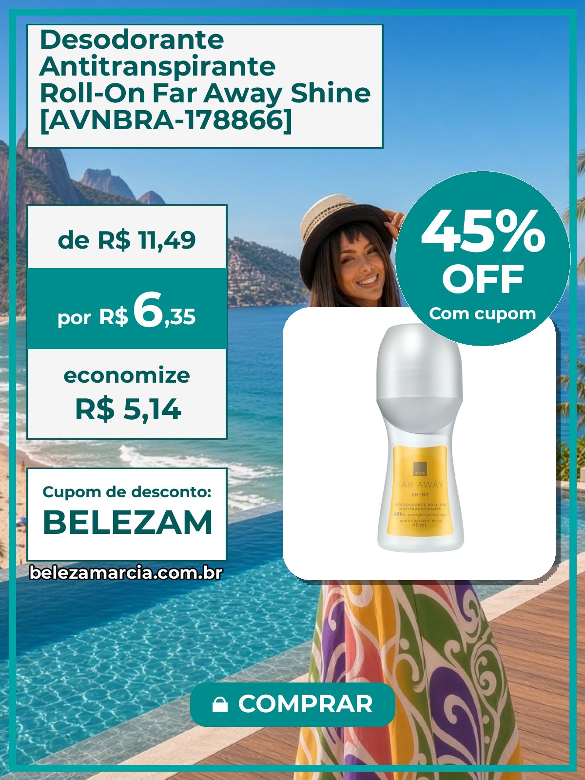 Desodorante Antitranspirante Roll-On Far Away Shine [AVNBRA-178866]