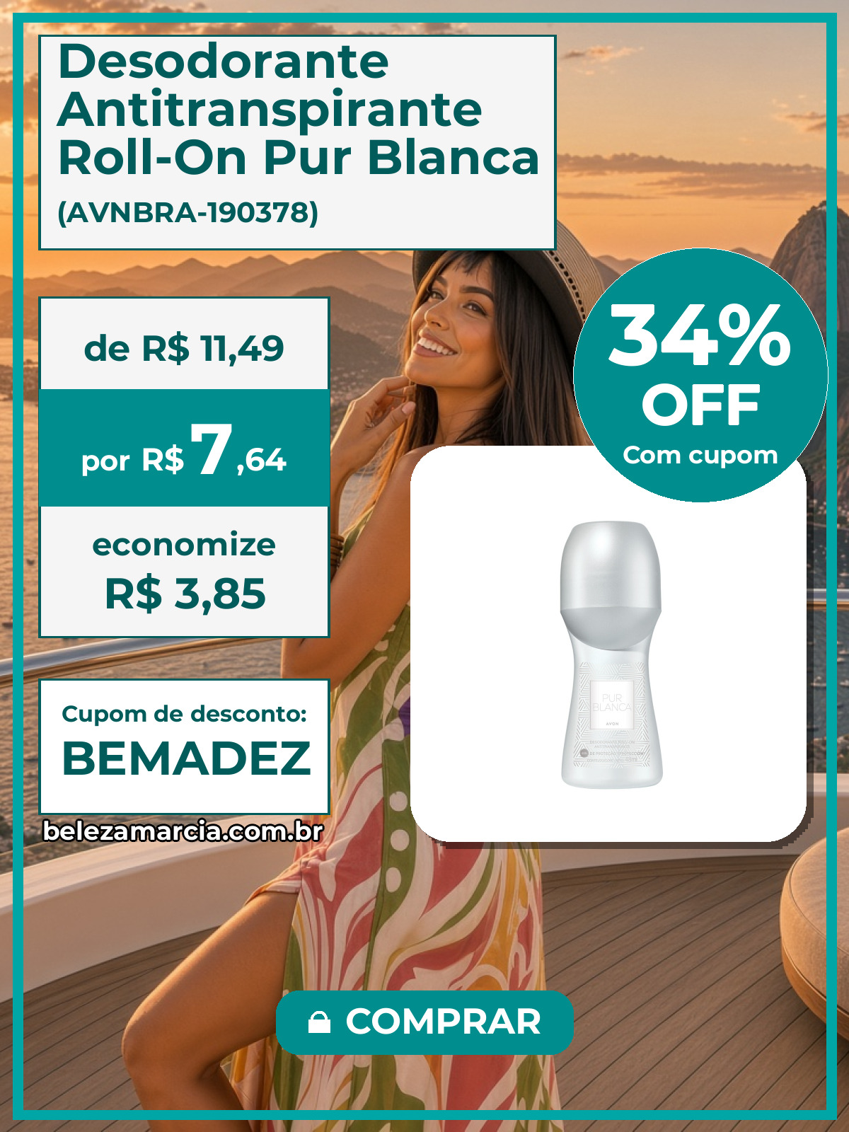 Desodorante Antitranspirante Roll-On Pur Blanca