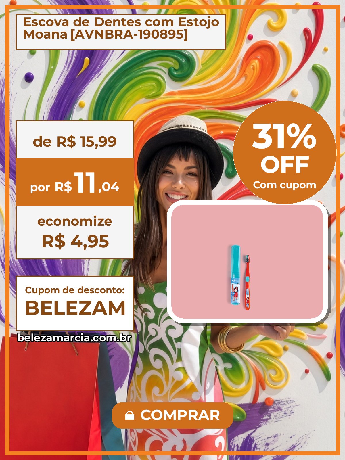 Escova de Dentes com Estojo Moana [AVNBRA-190895]