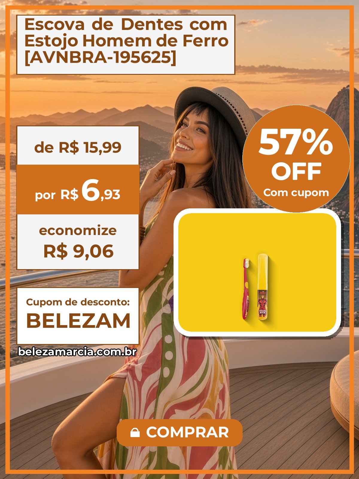 Escova de Dentes com Estojo Homem de Ferro [AVNBRA-195625]