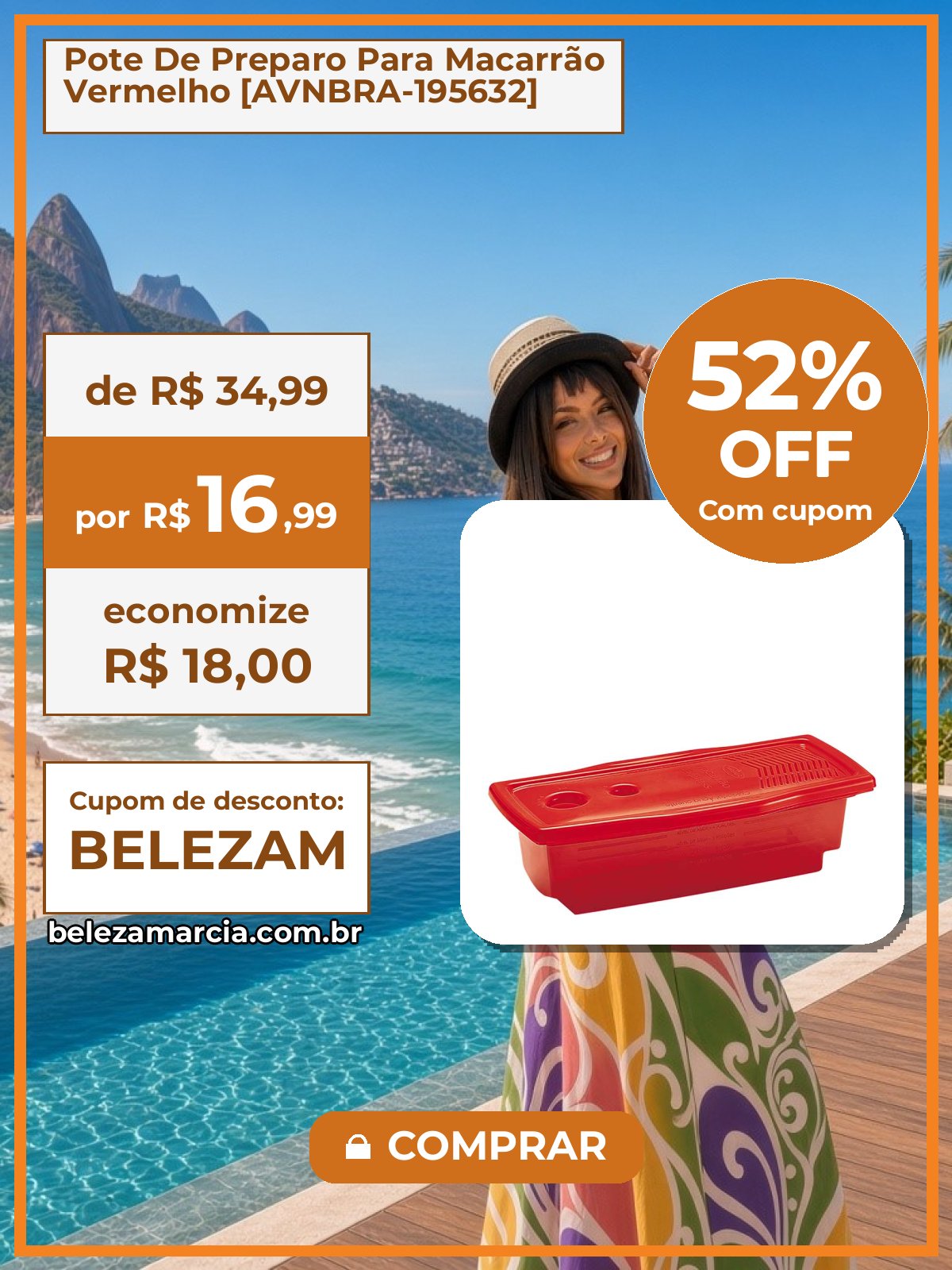 Pote De Preparo Para Macarrão Vermelho [AVNBRA-195632]