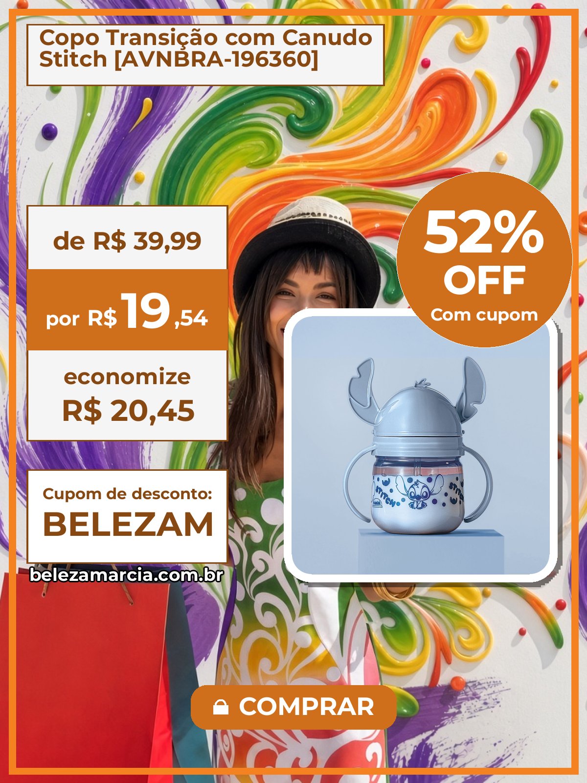 Copo Transição com Canudo Stitch [AVNBRA-196360]