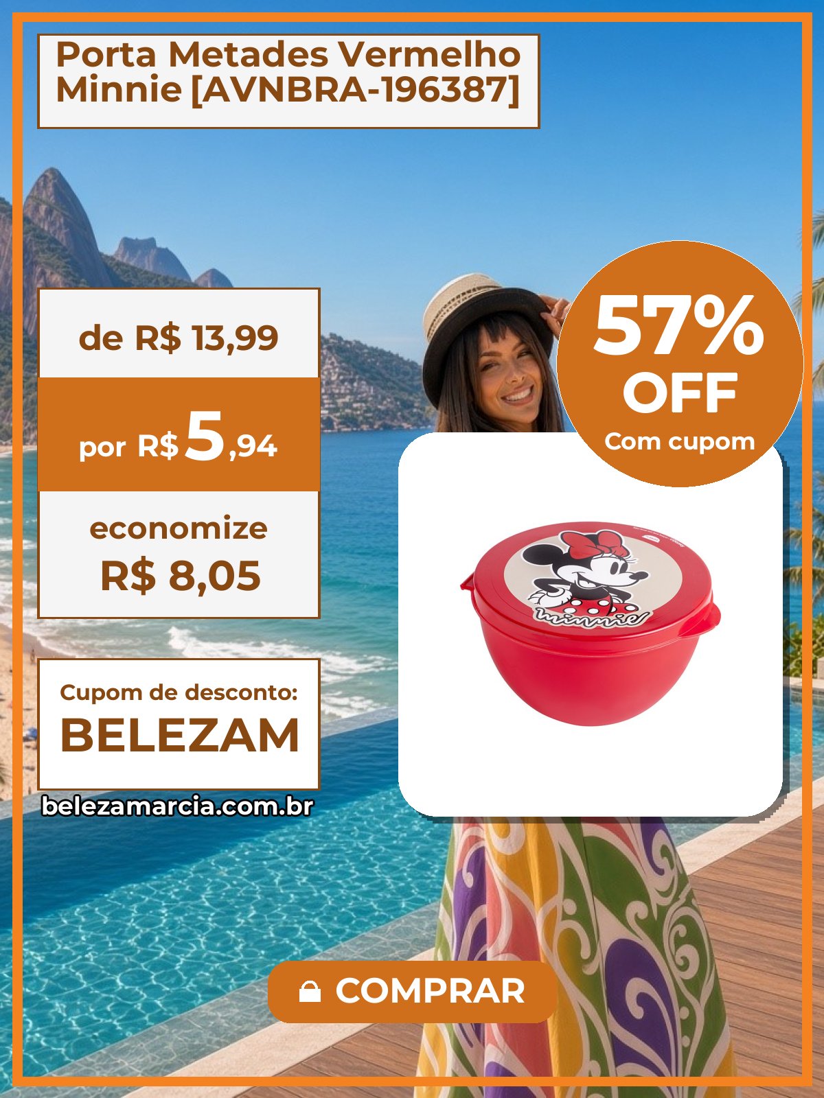 Porta Metades Vermelho Minnie [AVNBRA-196387]