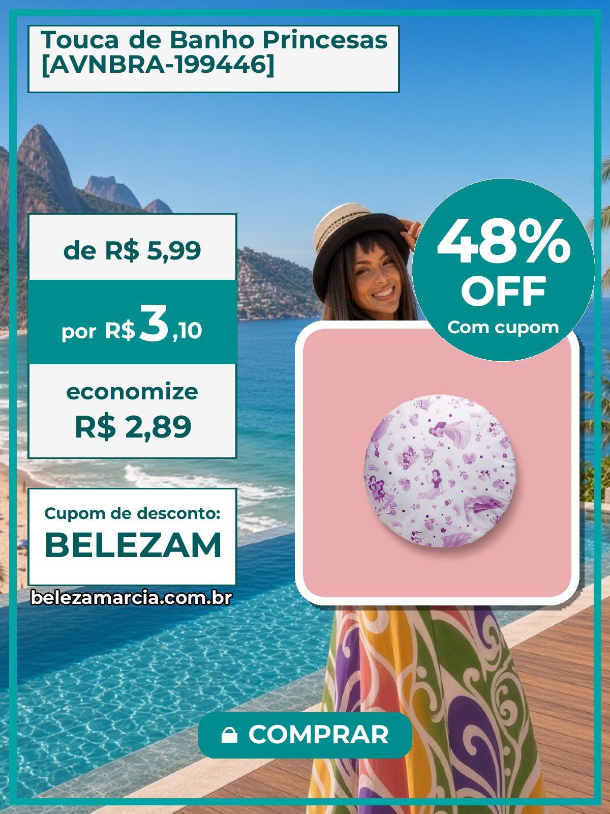 Touca de Banho Princesas [AVNBRA-199446]
