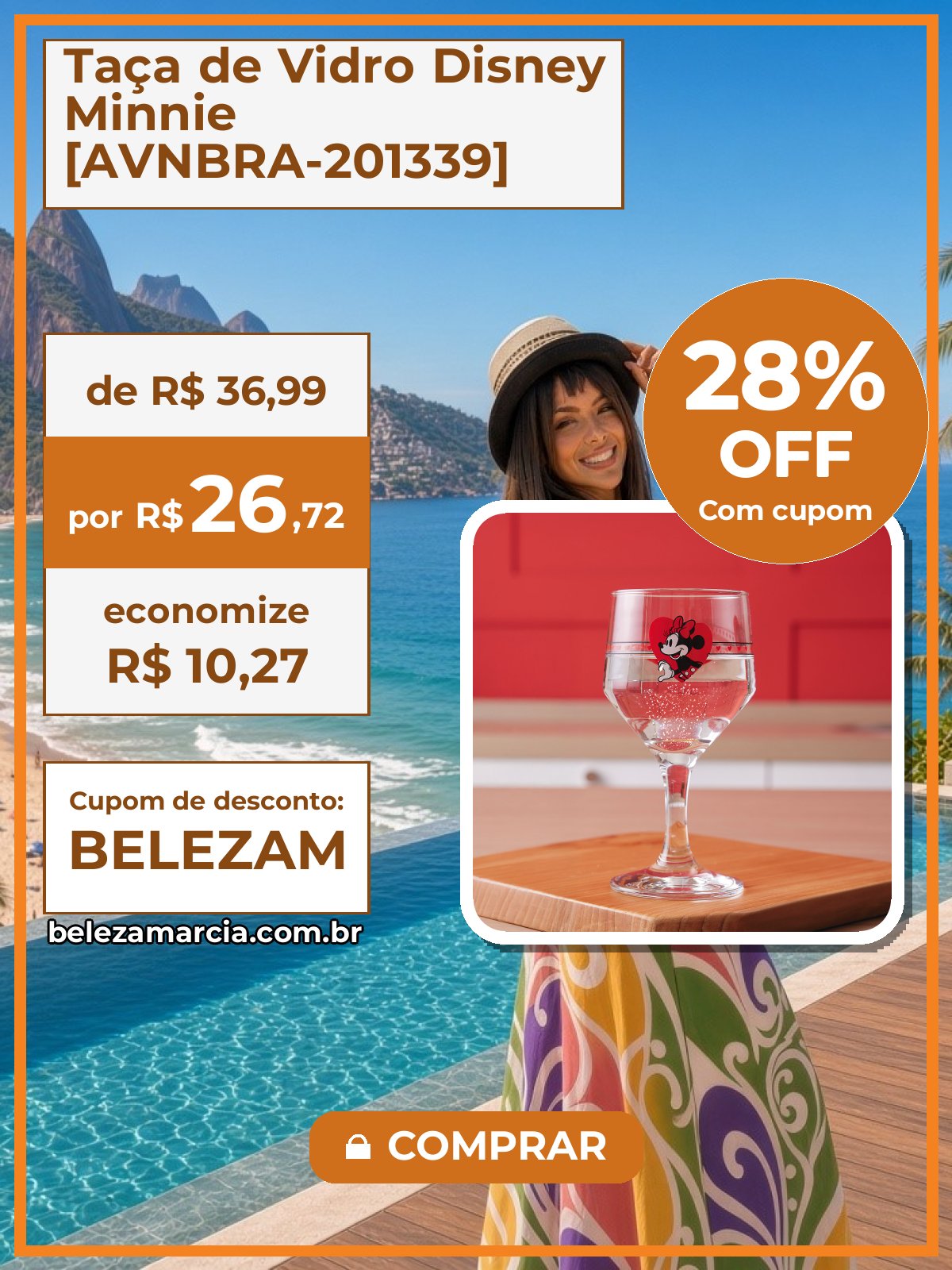 Taça de Vidro Disney Minnie [AVNBRA-201339]