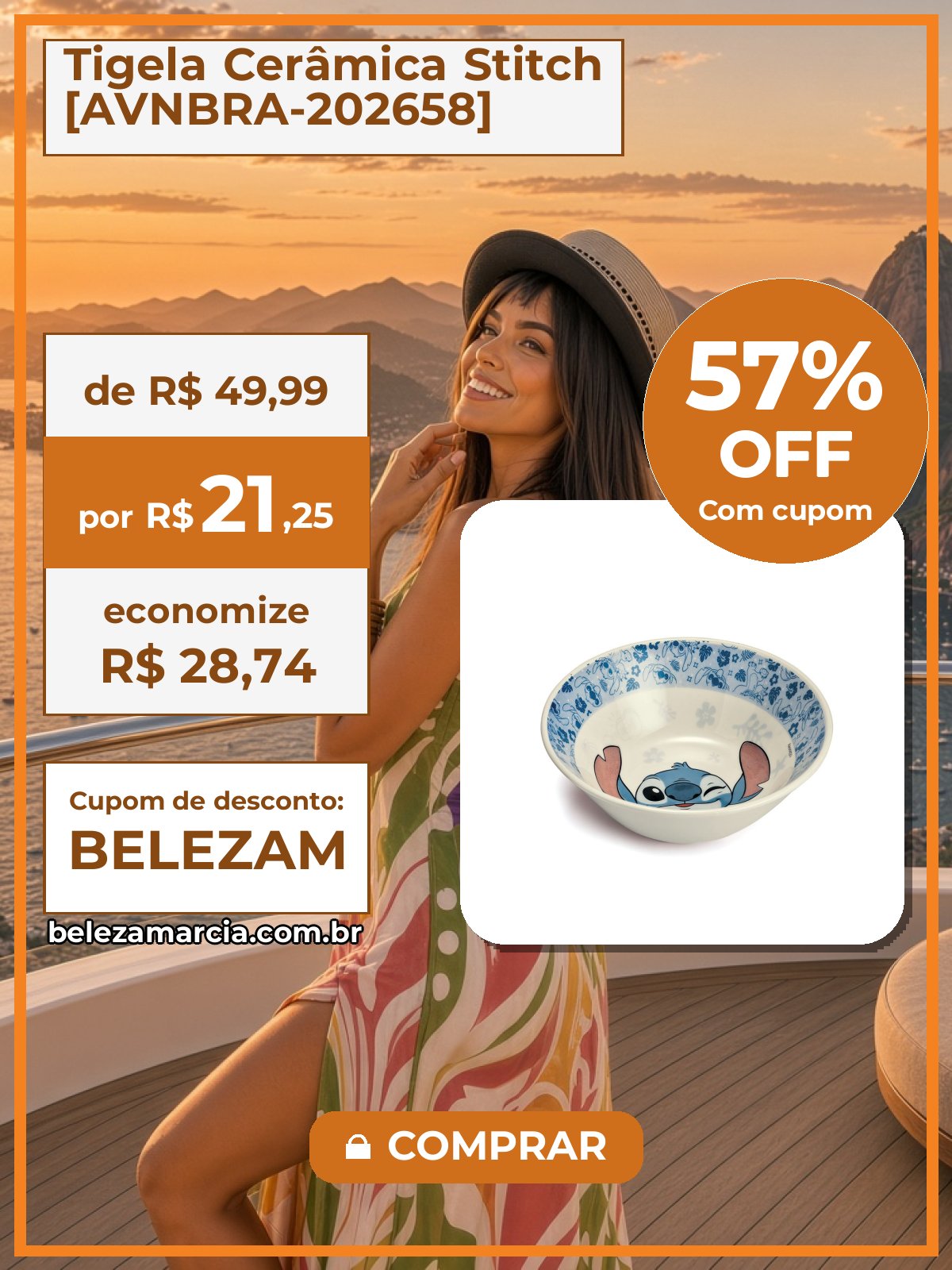 Tigela Cerâmica Stitch [AVNBRA-202658]