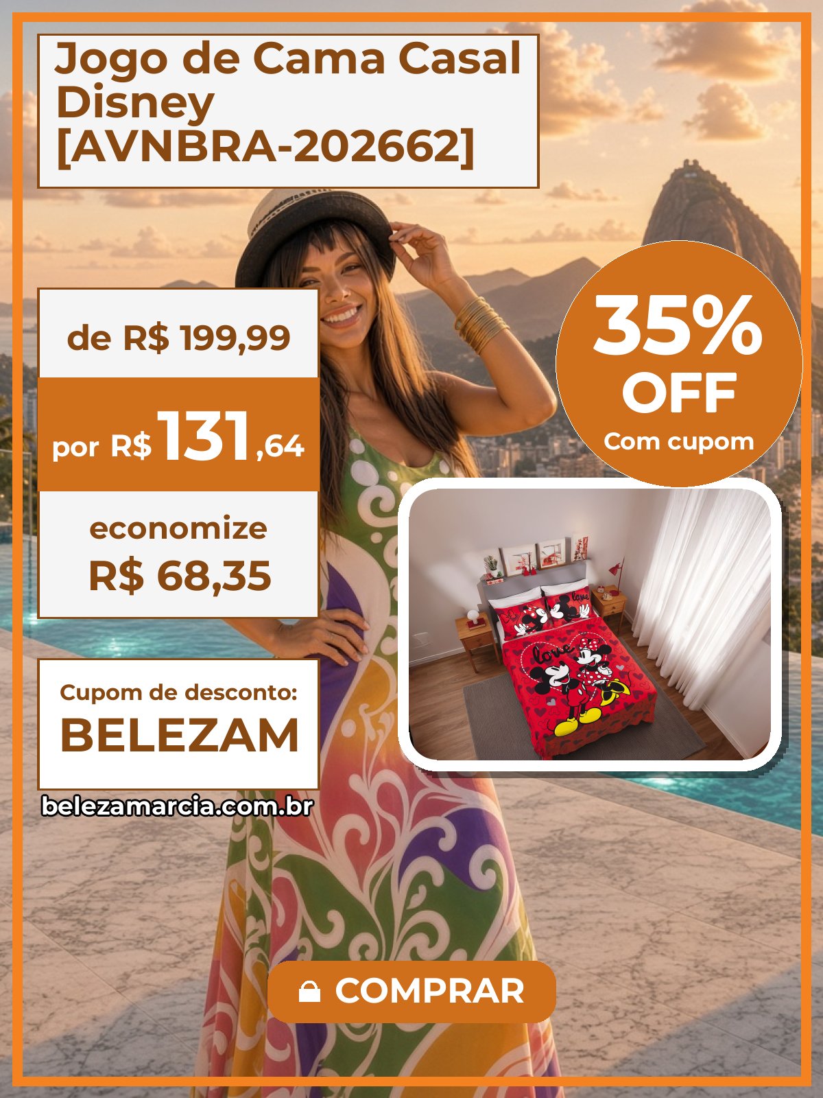 Jogo de Cama Casal Disney [AVNBRA-202662]