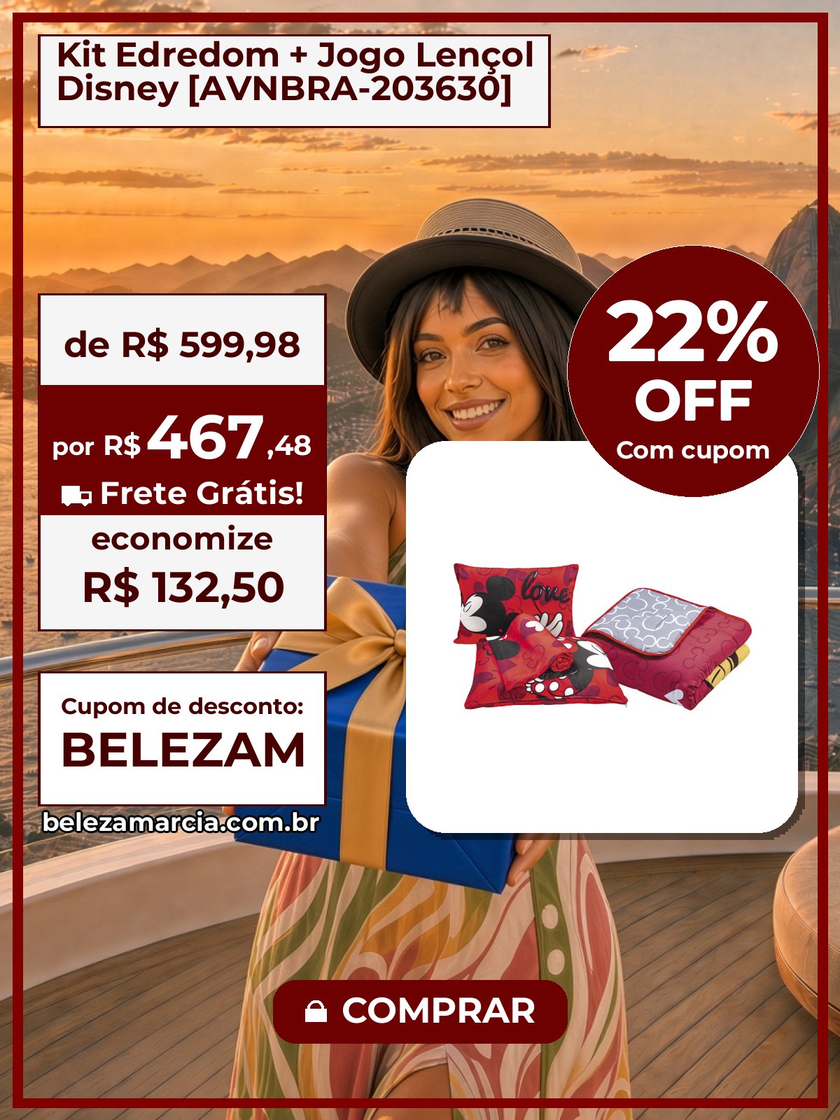 Kit Edredom + Jogo Lençol Disney [AVNBRA-203630]