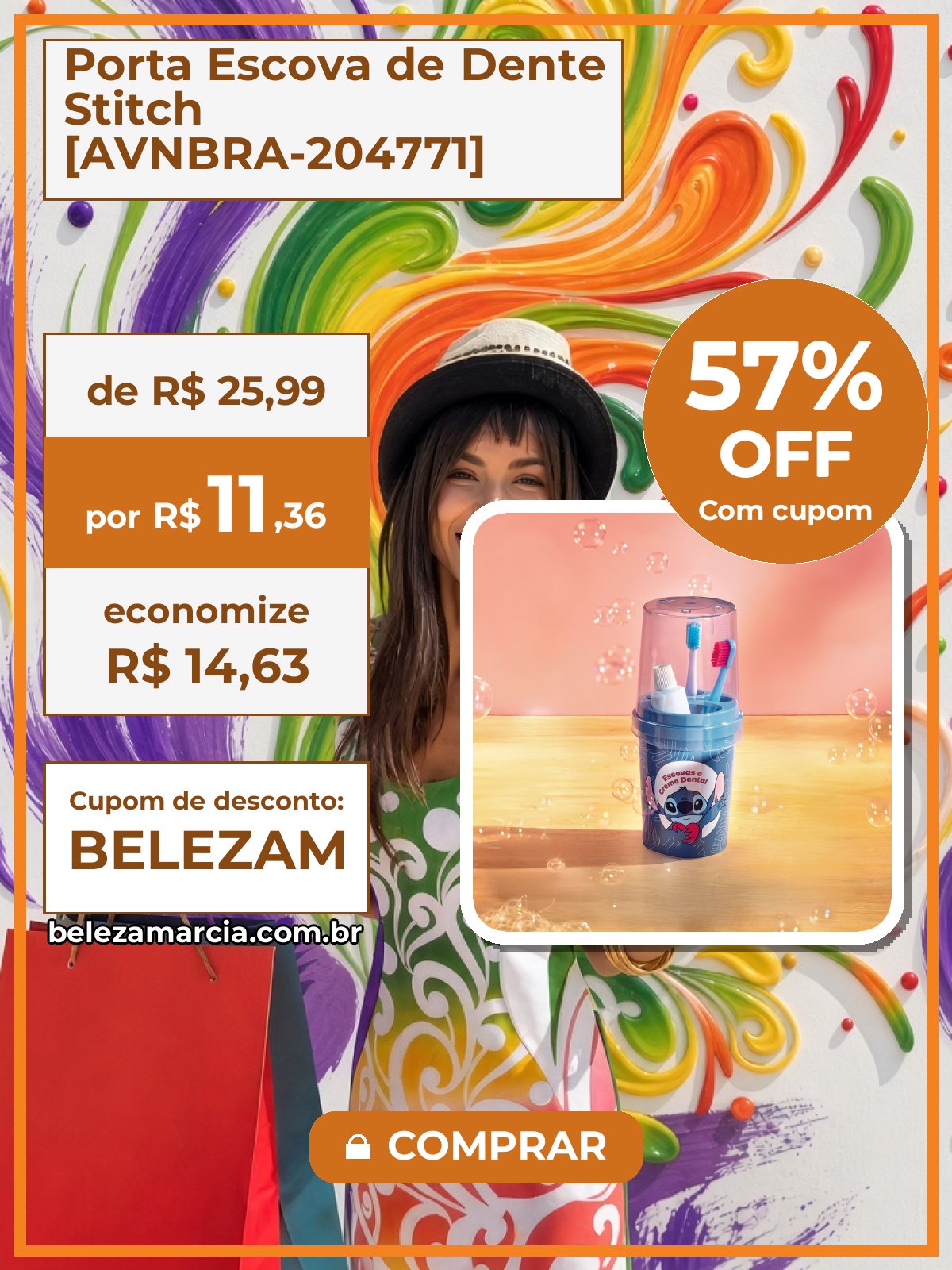 Porta Escova de Dente Stitch [AVNBRA-204771]
