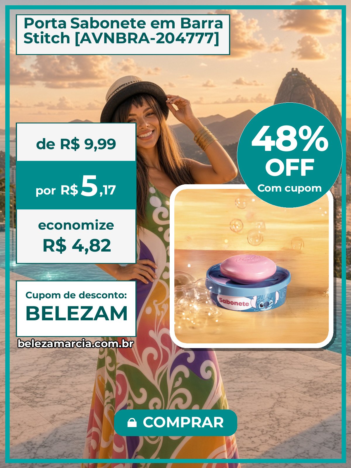 Porta Sabonete em Barra Stitch [AVNBRA-204777]