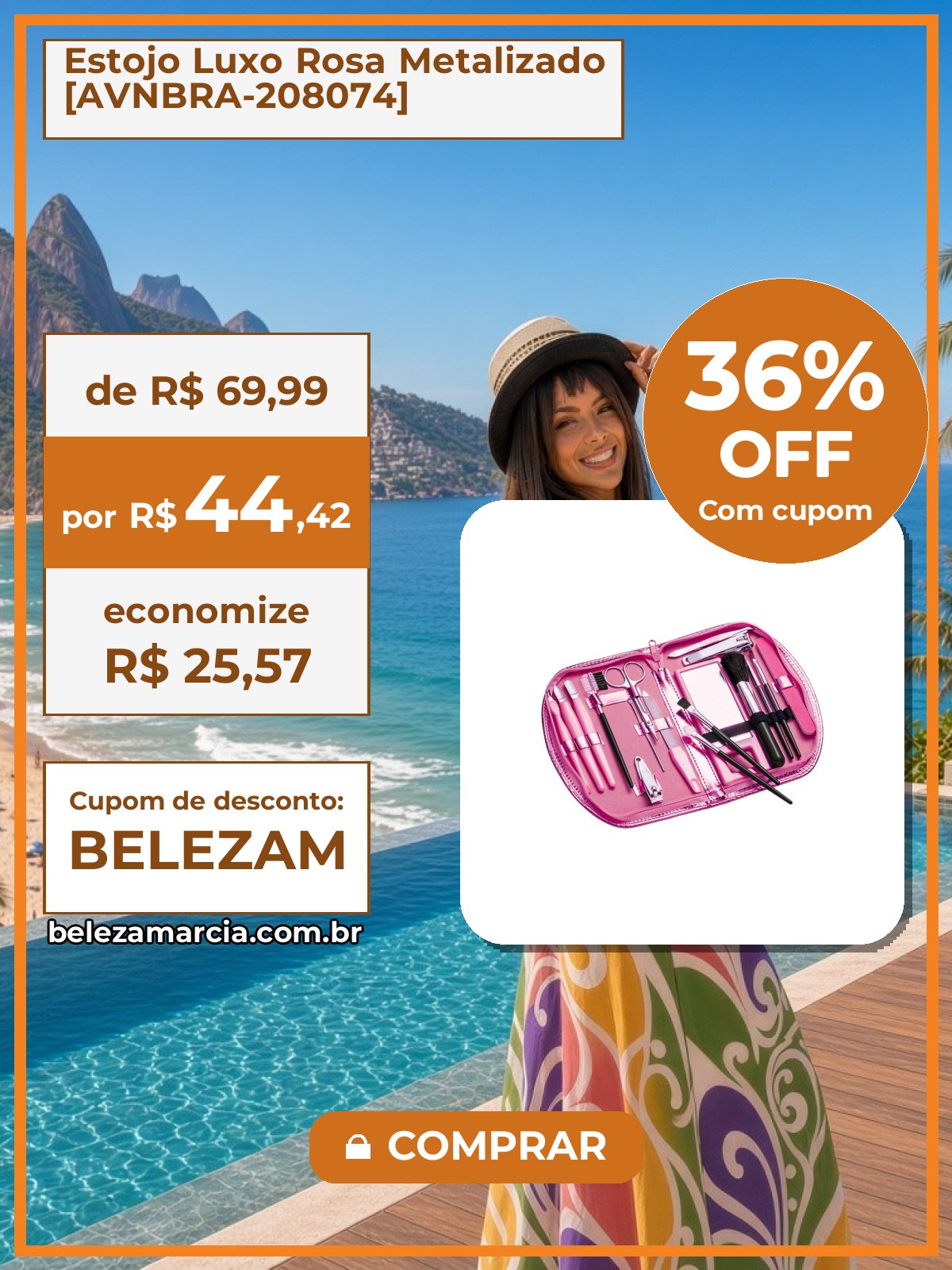 Estojo Luxo Rosa Metalizado [AVNBRA-208074]