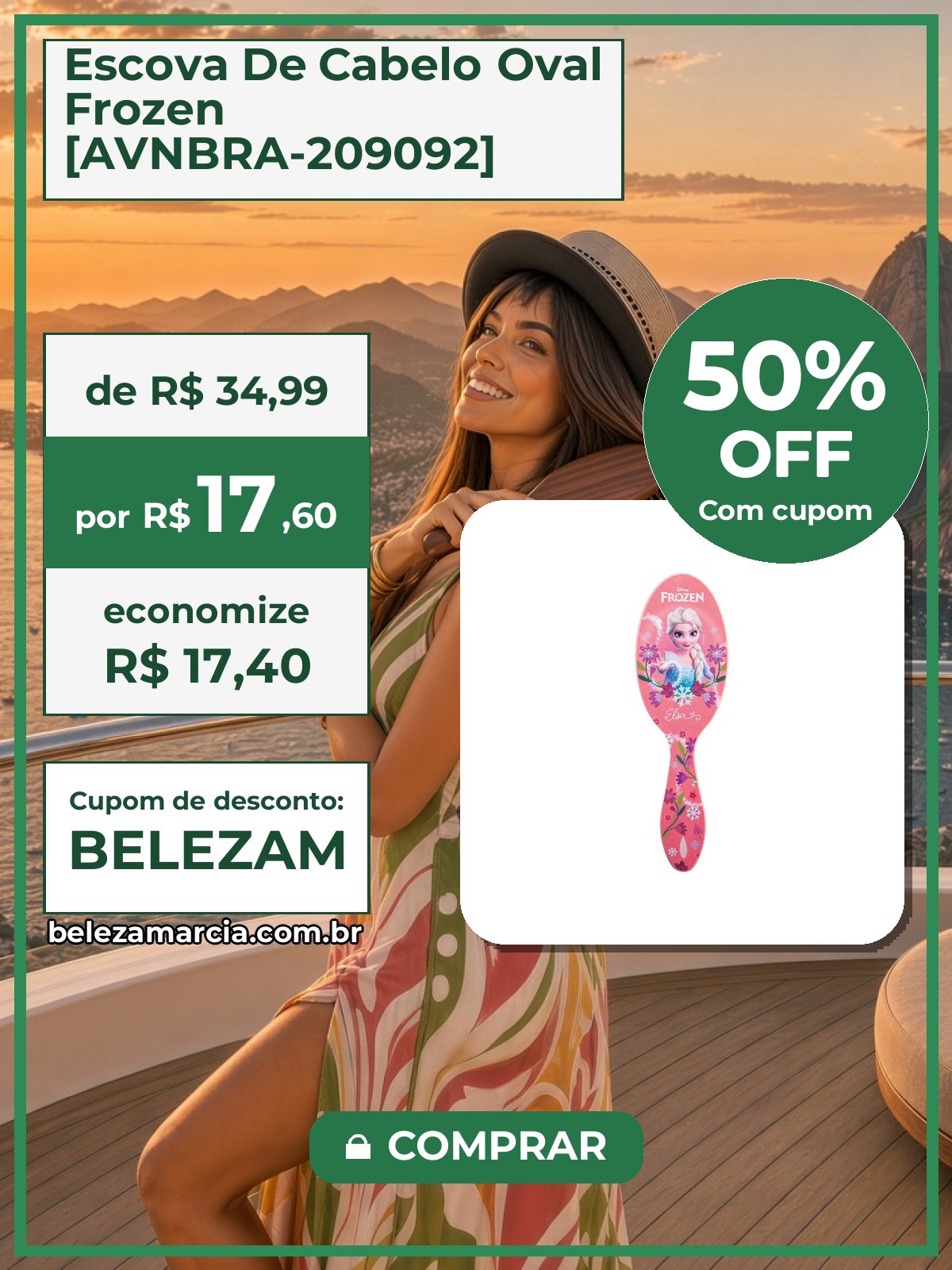 Escova De Cabelo Oval Frozen [AVNBRA-209092]