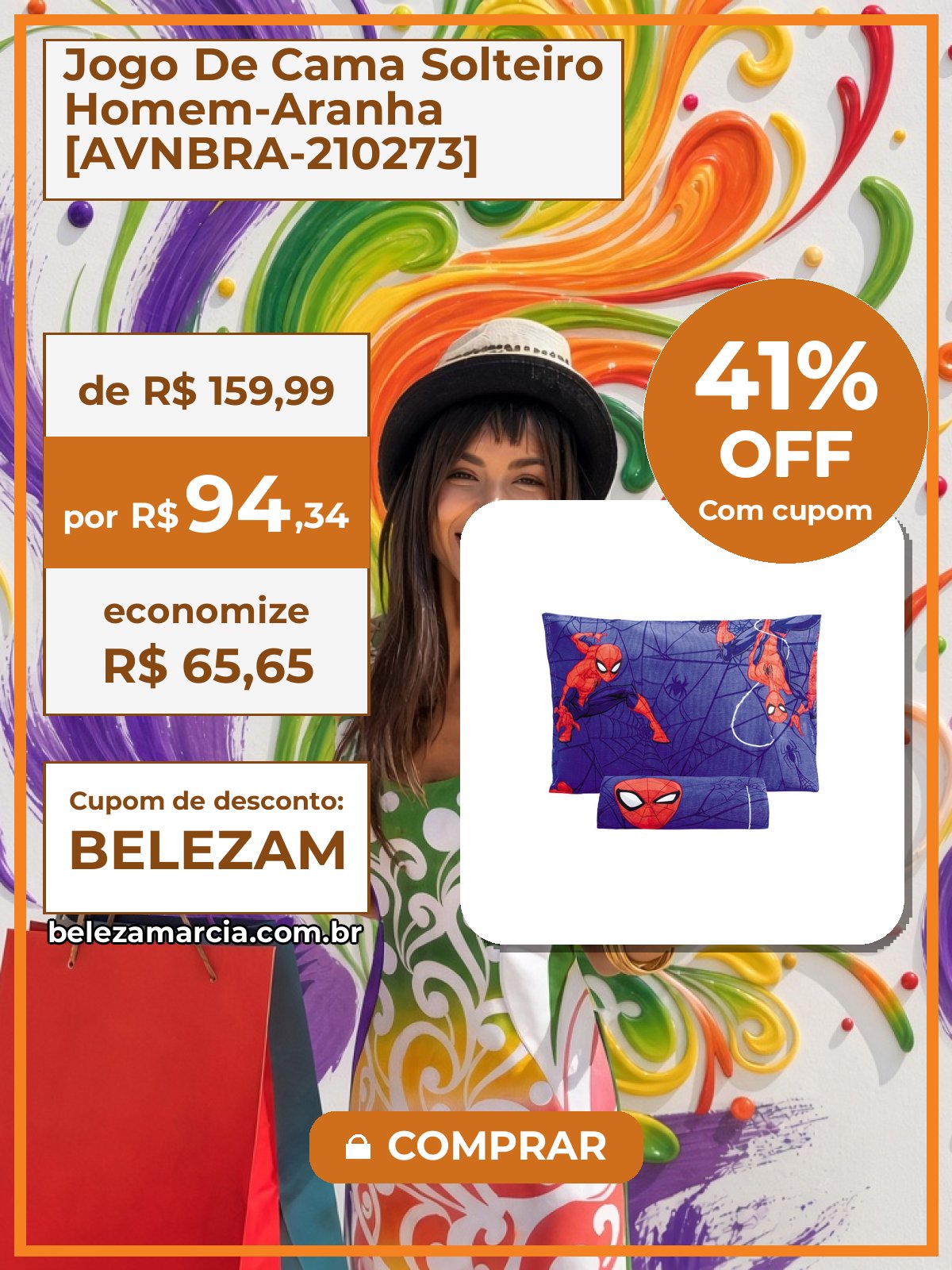 Jogo De Cama Solteiro Homem-Aranha [AVNBRA-210273]