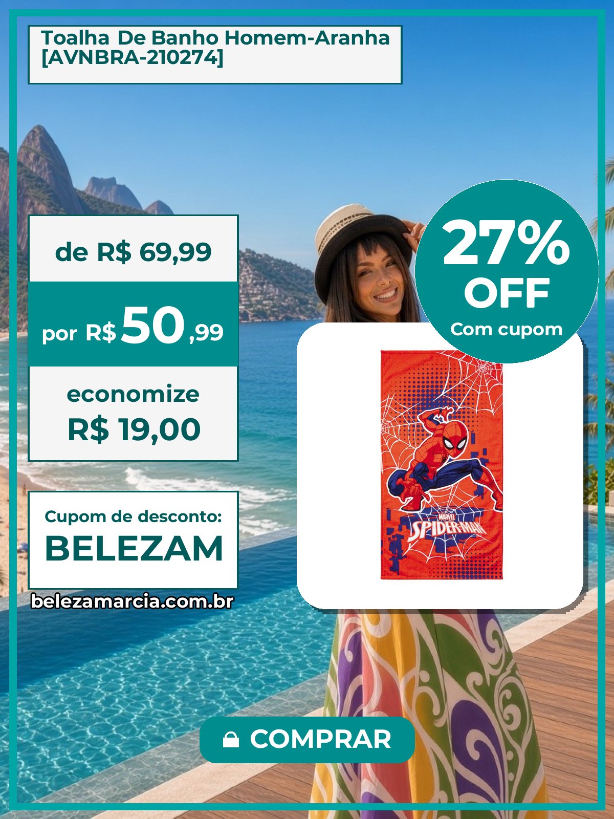 Toalha De Banho Homem-Aranha [AVNBRA-210274]