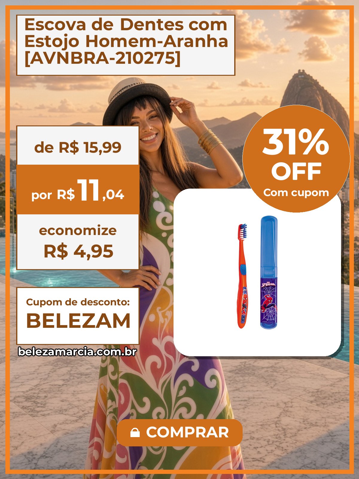 Escova de Dentes com Estojo Homem-Aranha [AVNBRA-210275]