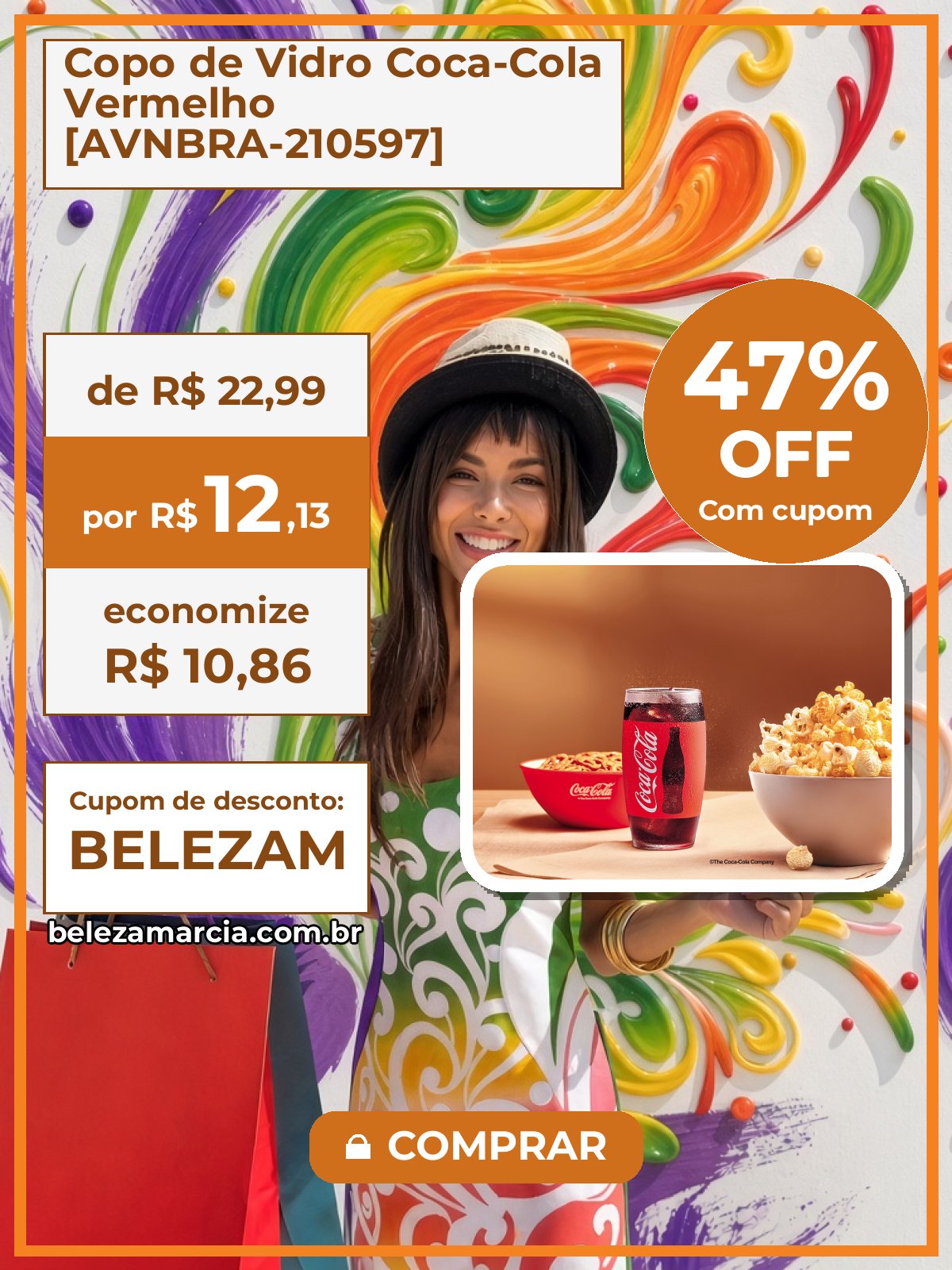 Copo de Vidro Coca-Cola Vermelho [AVNBRA-210597]