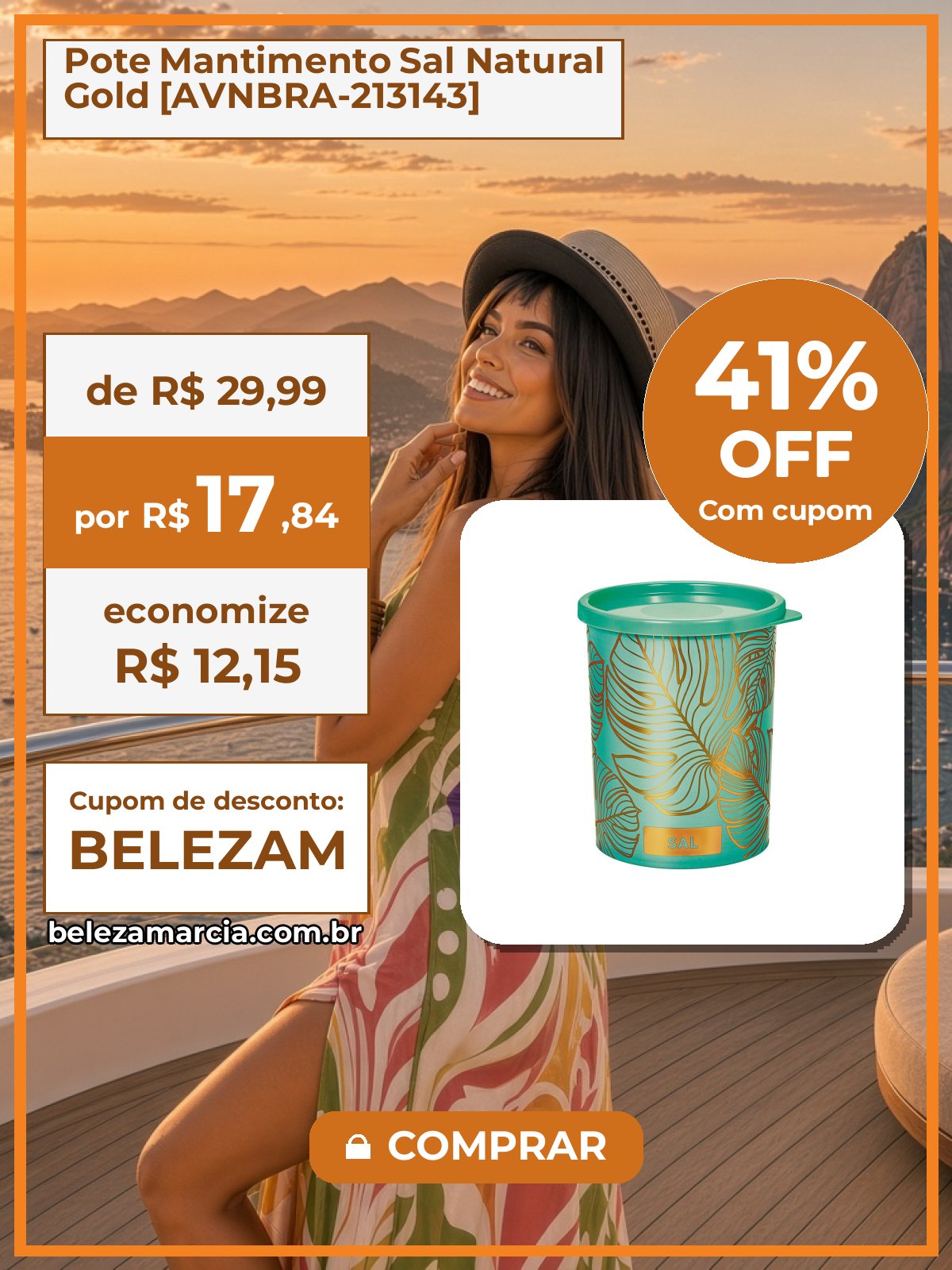 Pote Mantimento Sal Natural Gold [AVNBRA-213143]