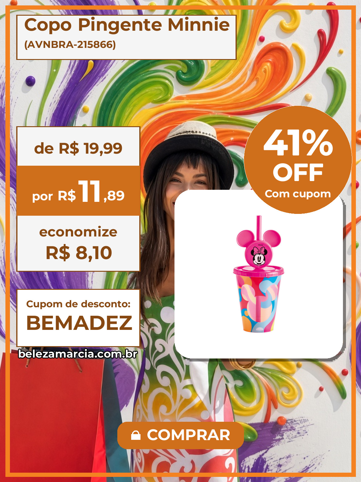 Copo Pingente Minnie