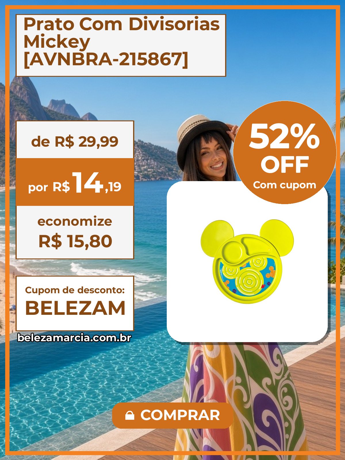 Prato Com Divisorias Mickey [AVNBRA-215867]