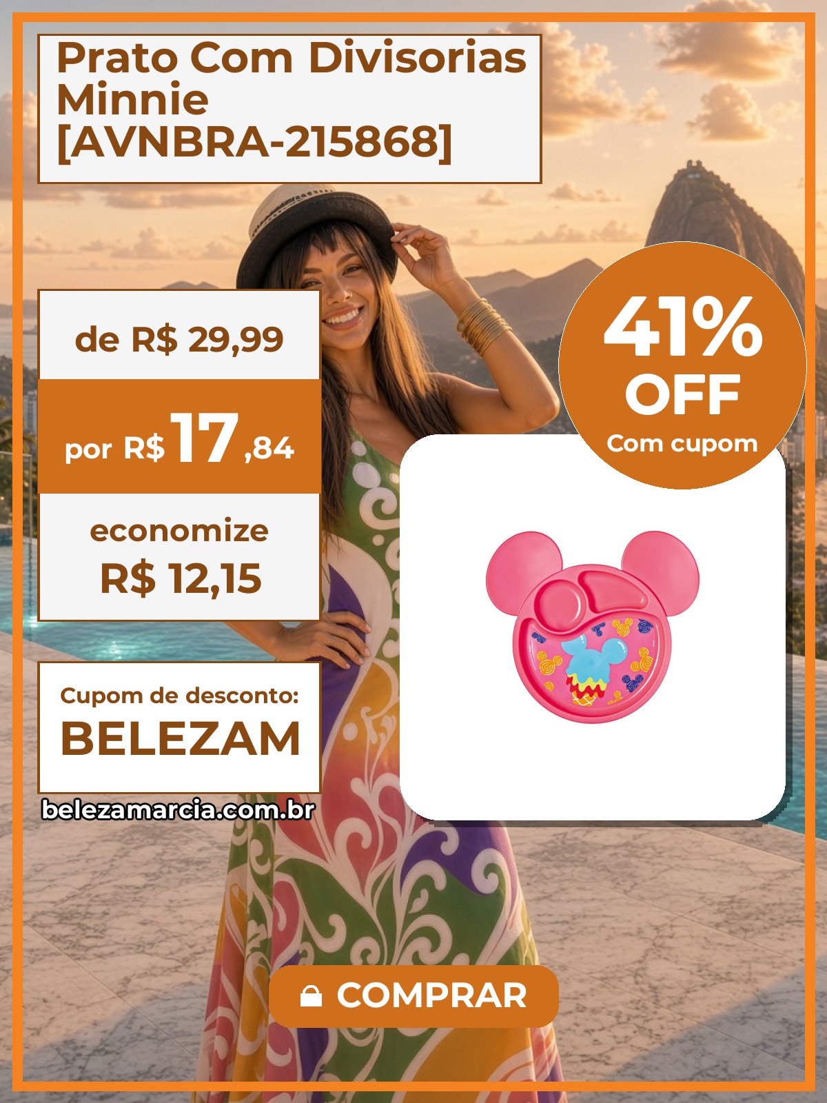 Prato Com Divisorias Minnie [AVNBRA-215868]