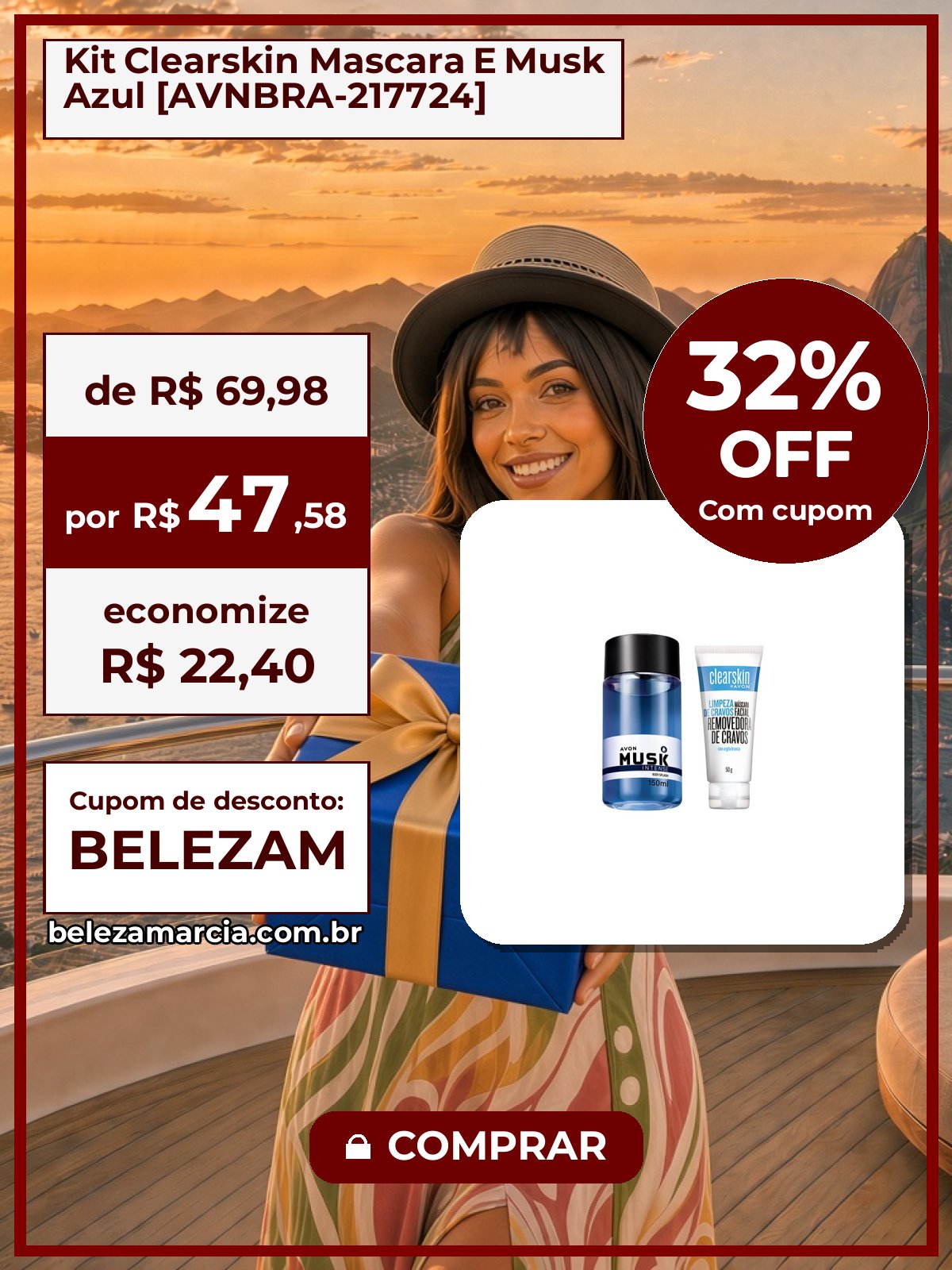 Kit Clearskin Mascara E Musk Azul [AVNBRA-217724]