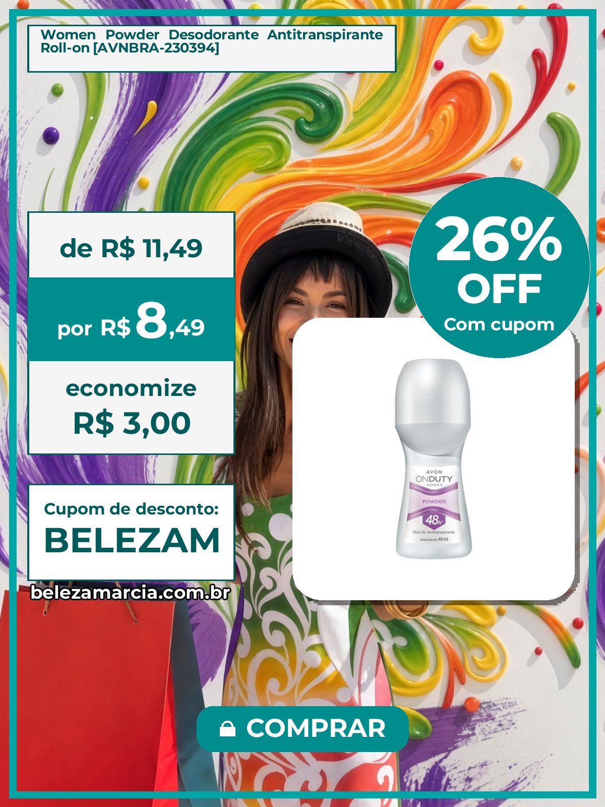 Women Powder Desodorante Antitranspirante Roll-on [AVNBRA-230394]