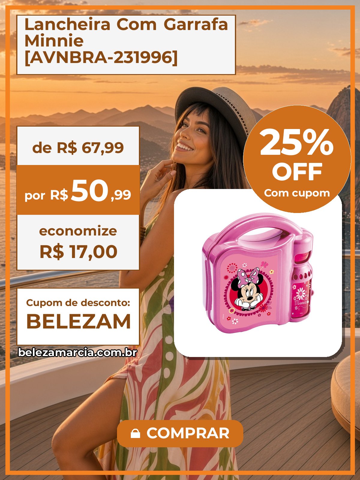 Lancheira Com Garrafa Minnie [AVNBRA-231996]