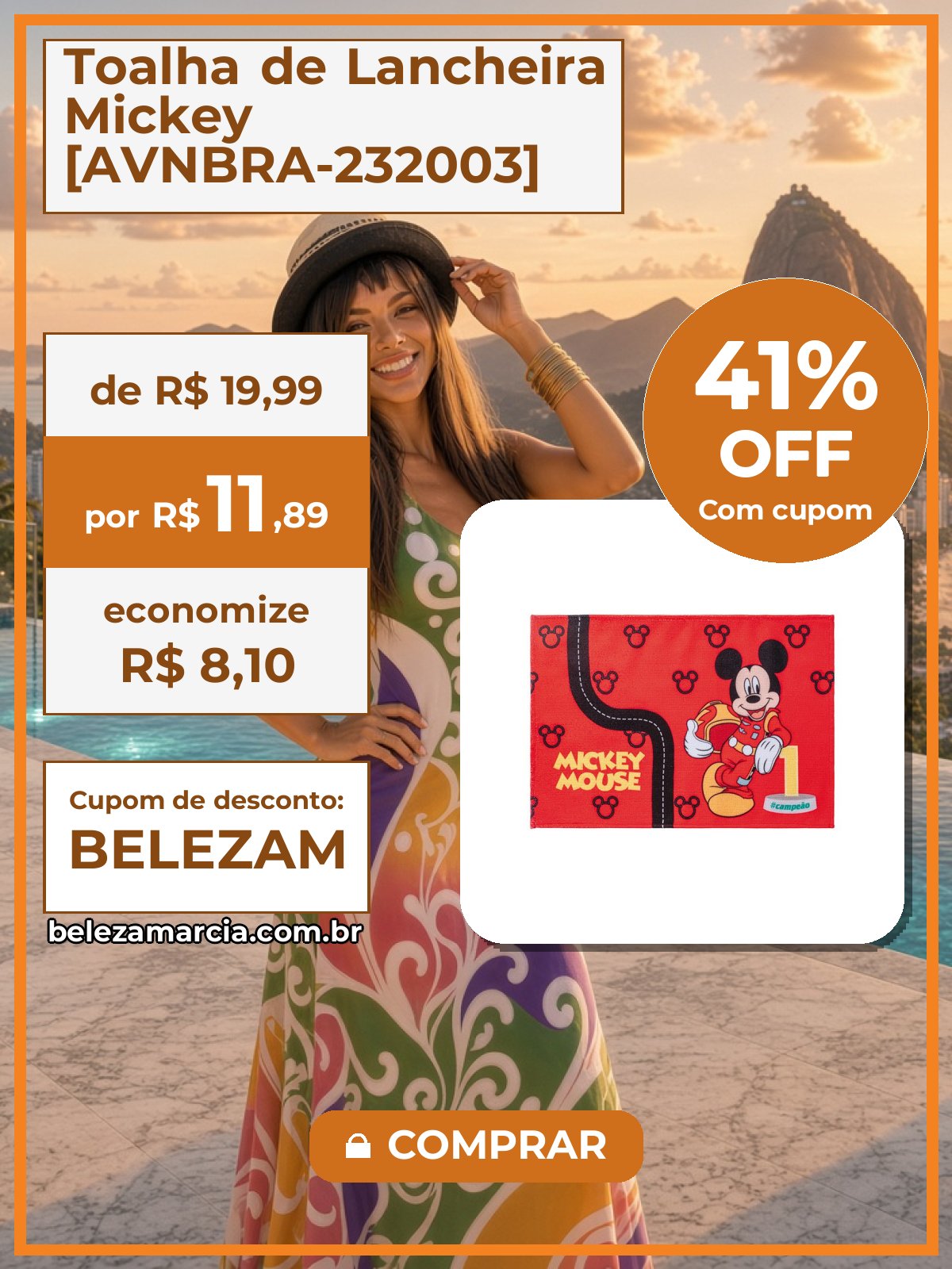 Toalha de Lancheira Mickey [AVNBRA-232003]