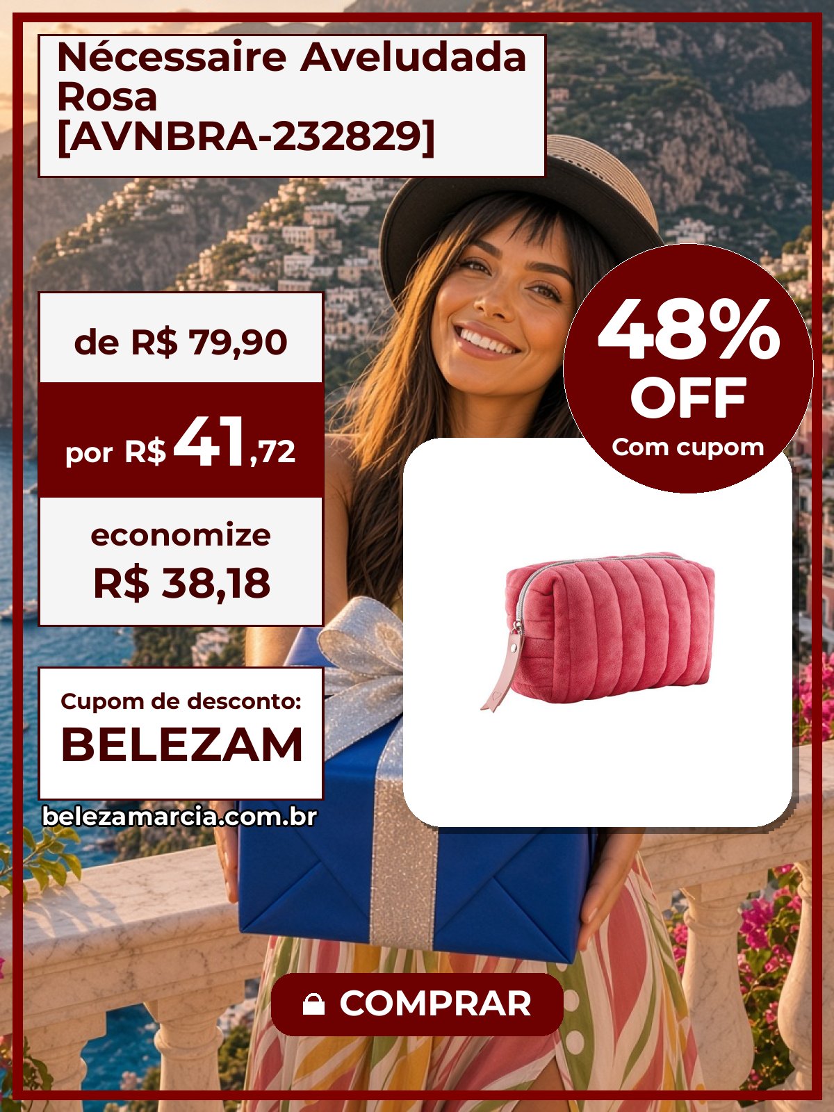 Nécessaire Aveludada Rosa [AVNBRA-232829]