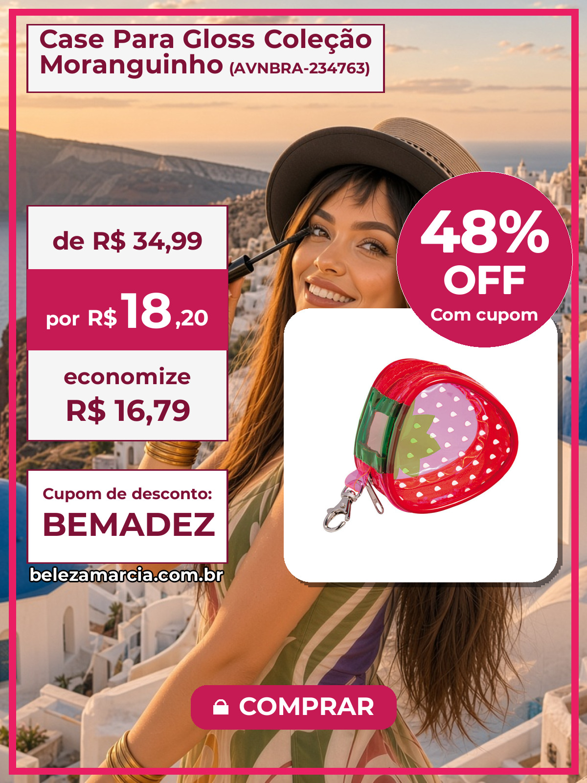 Case Para Gloss Coleção Moranguinho