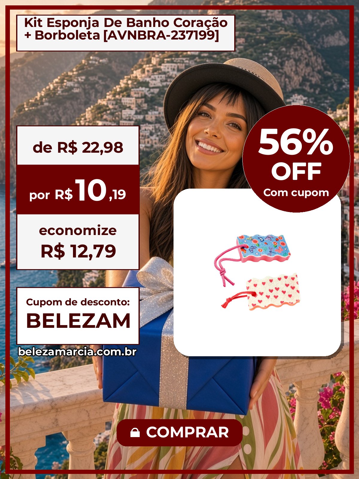 Kit Esponja De Banho Coração + Borboleta [AVNBRA-237199]