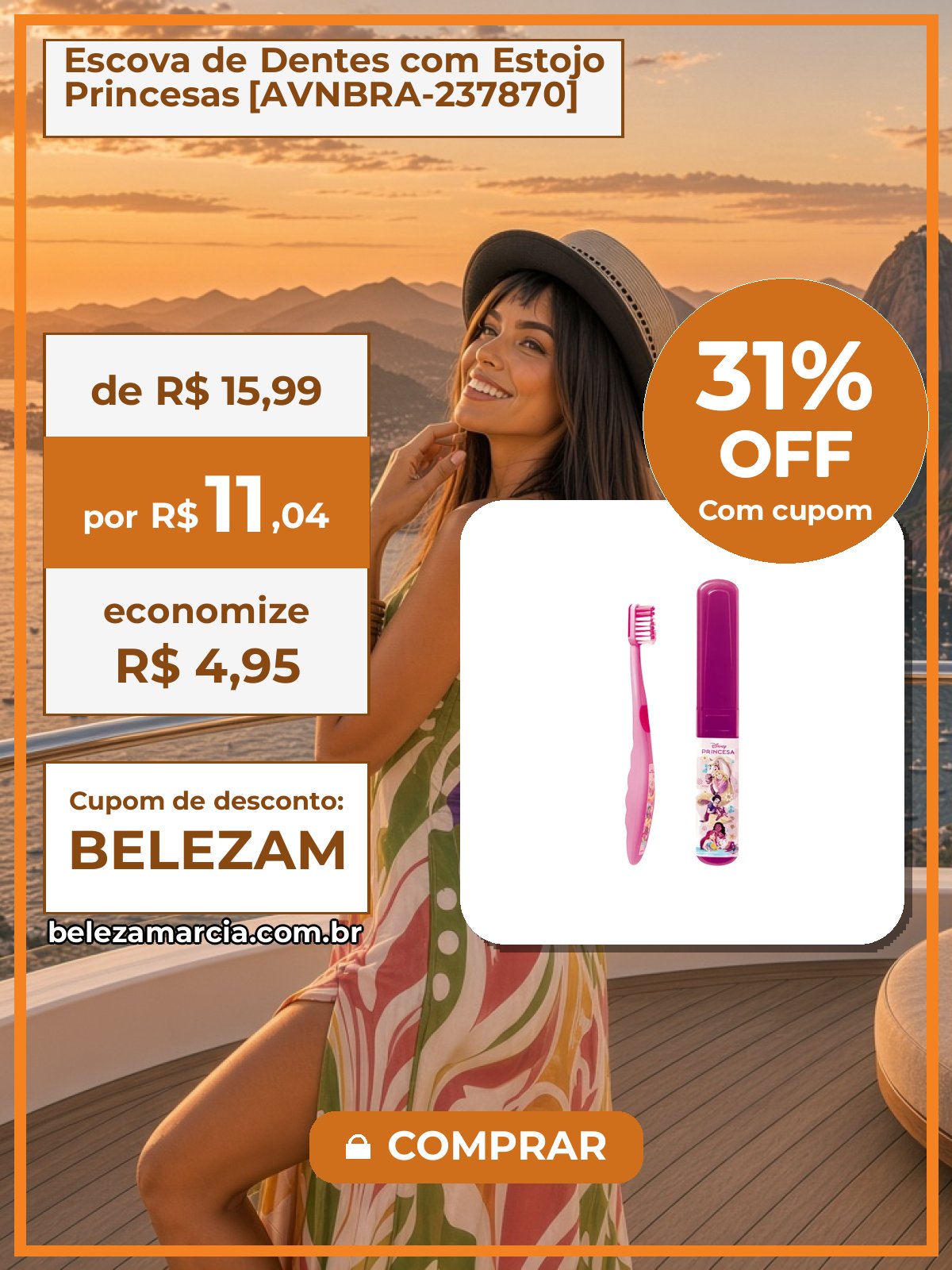 Escova de Dentes com Estojo Princesas [AVNBRA-237870]